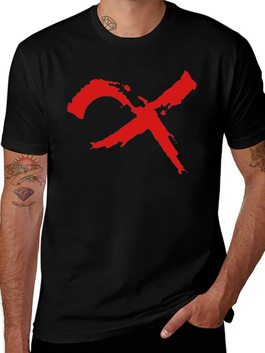 Edgy Graphic Tee - Red X on Black