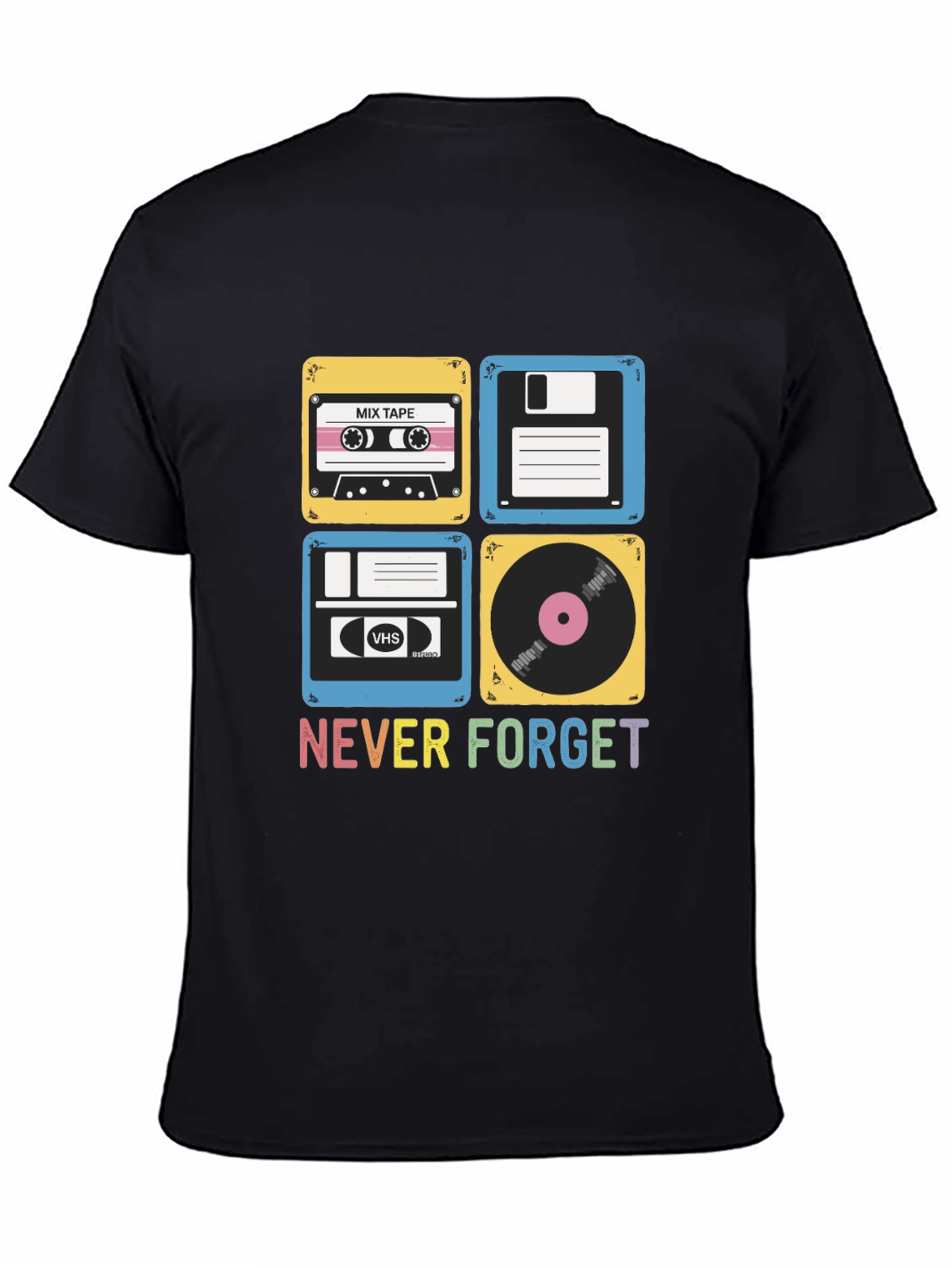 Retro Media T-Shirt - Never Forget Cassette Vinyl