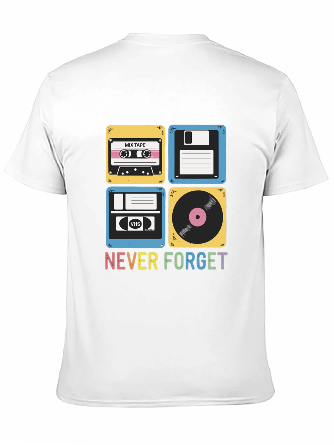 Retro Media T-Shirt - Never Forget Cassette Vinyl