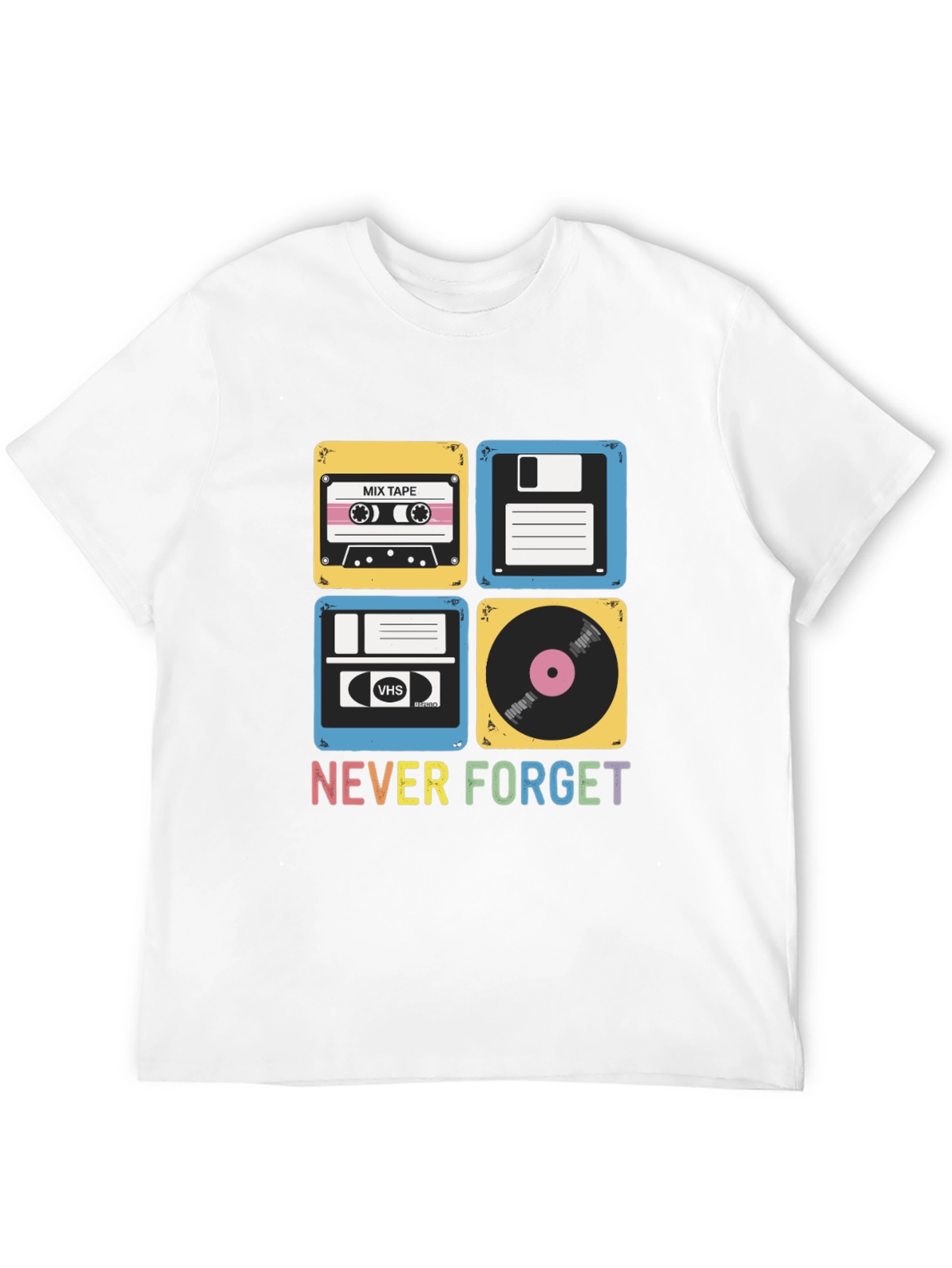 Retro Media T-Shirt - Never Forget Cassette Vinyl