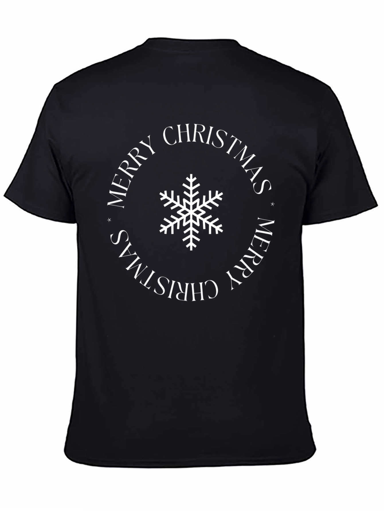 Merry Christmas Snowflake Black T-Shirt