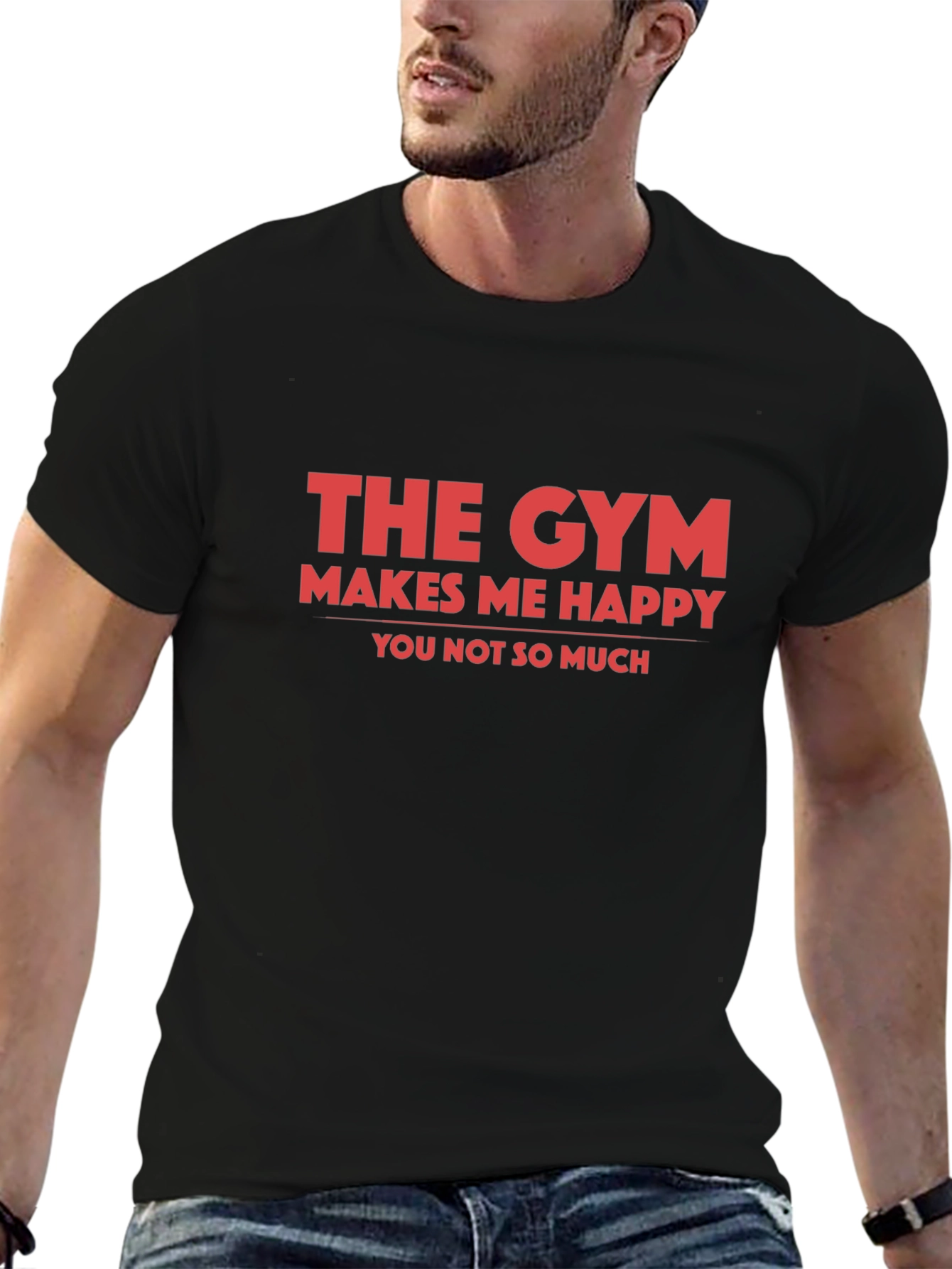 Gym Makes Me Happy Graphic Tee - Black