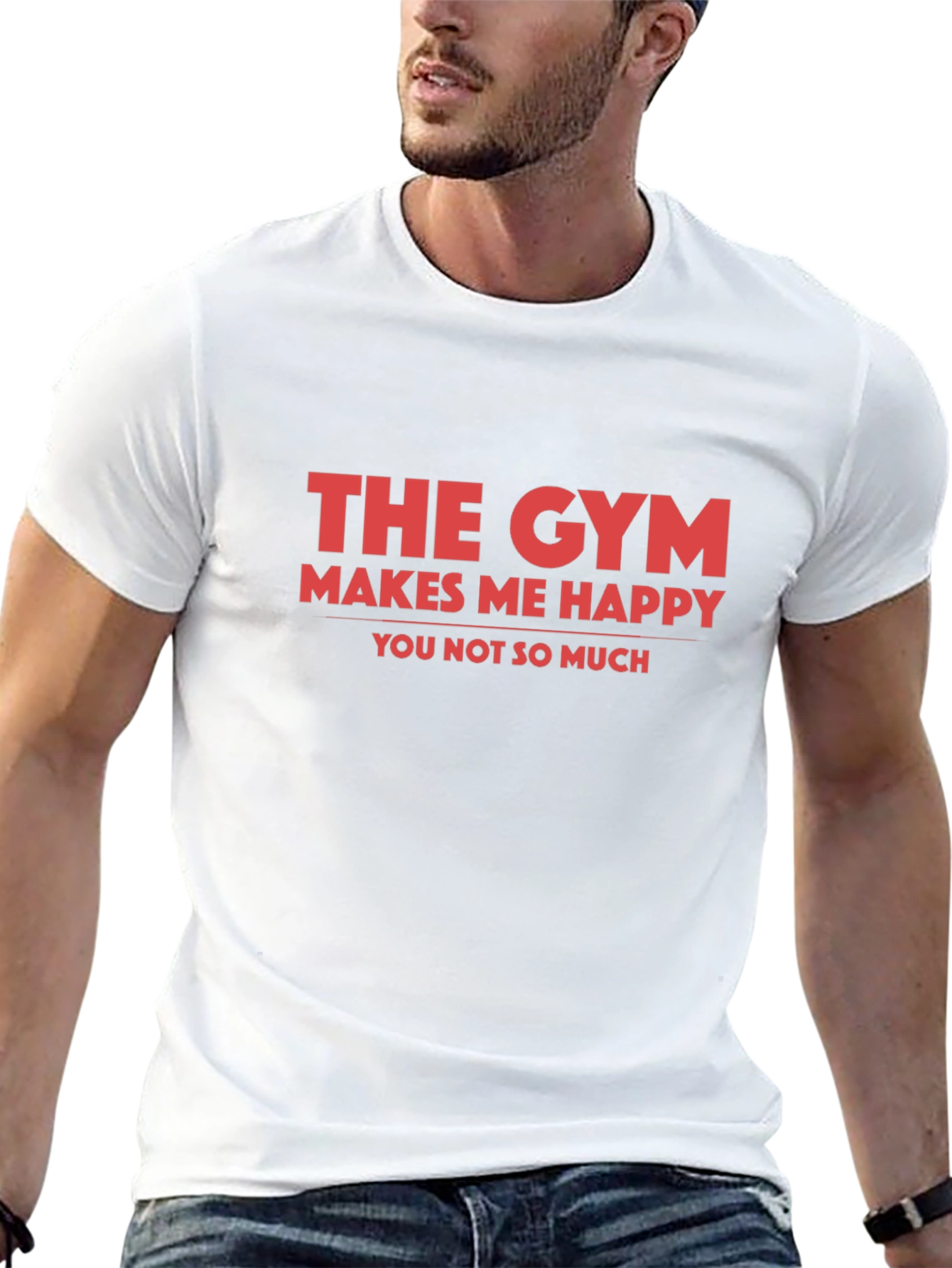 Gym Makes Me Happy Graphic Tee - Black