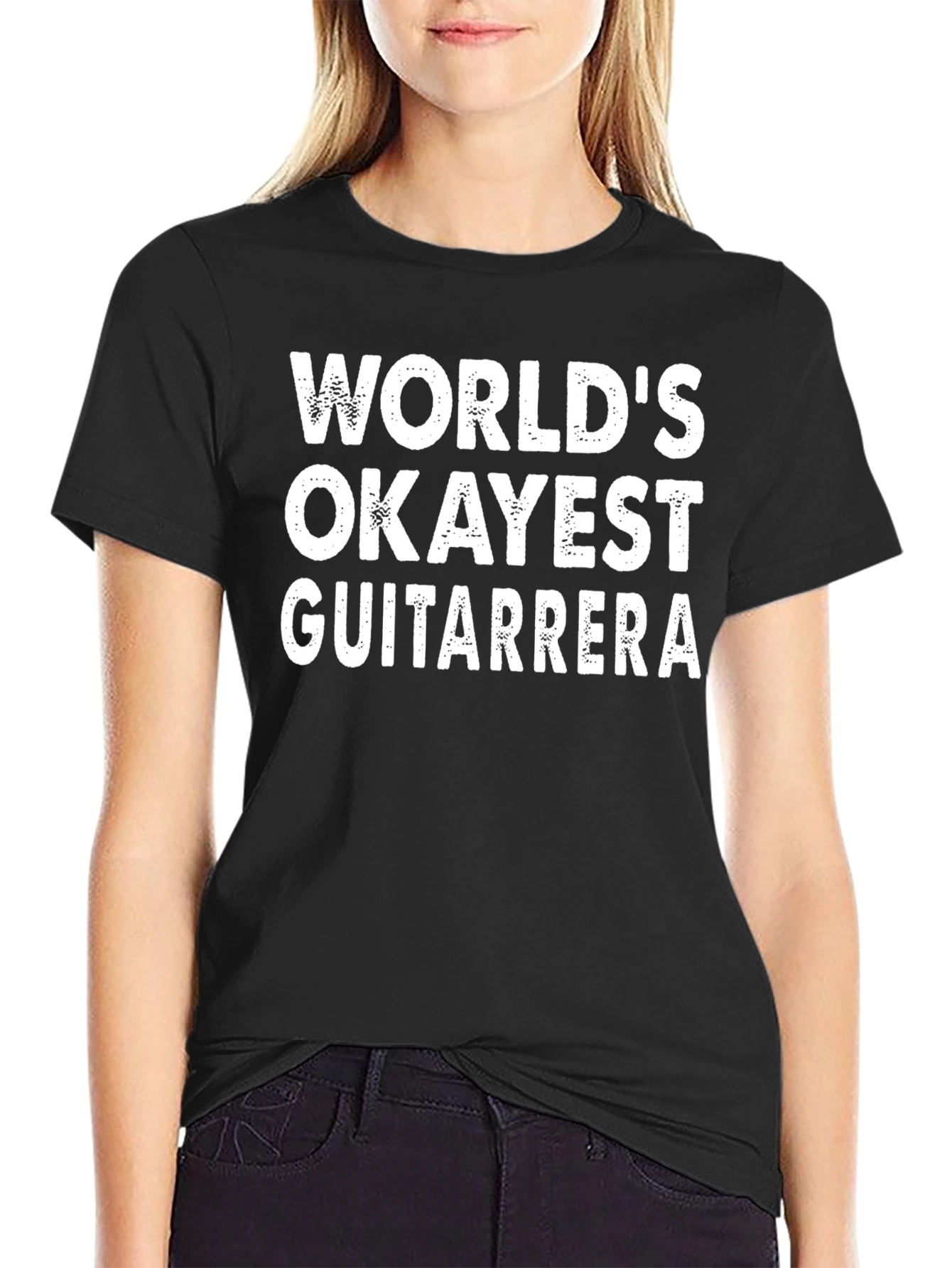 Worlds Okayest Guitarerra T-Shirt - Funny Musician Tee