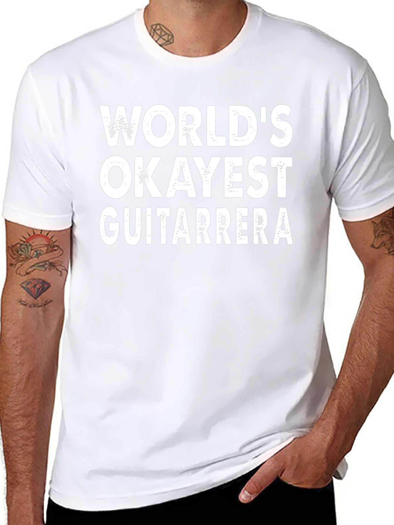 Worlds Okayest Guitarerra T-Shirt - Funny Musician Tee