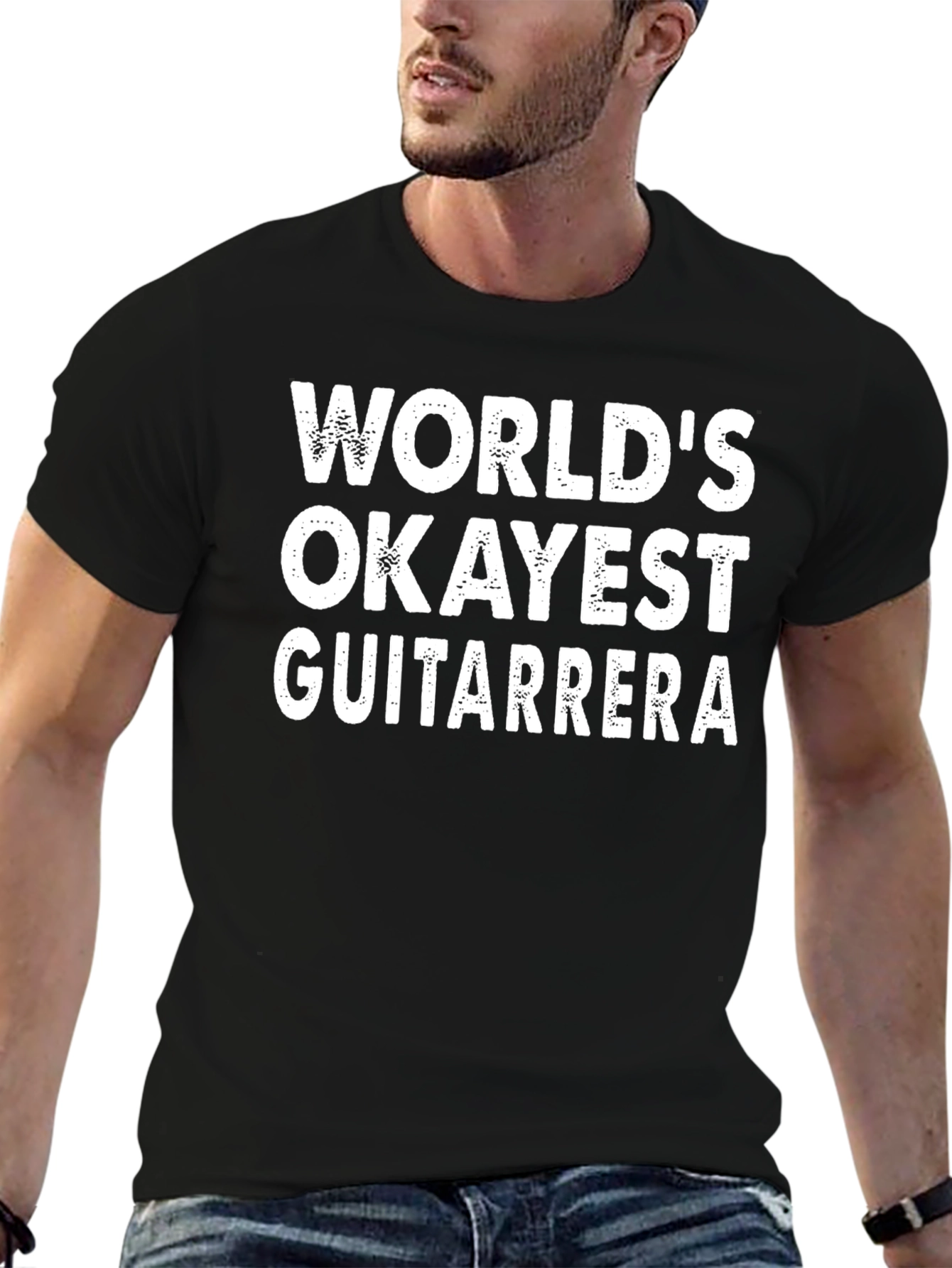 Worlds Okayest Guitarerra T-Shirt - Funny Musician Tee