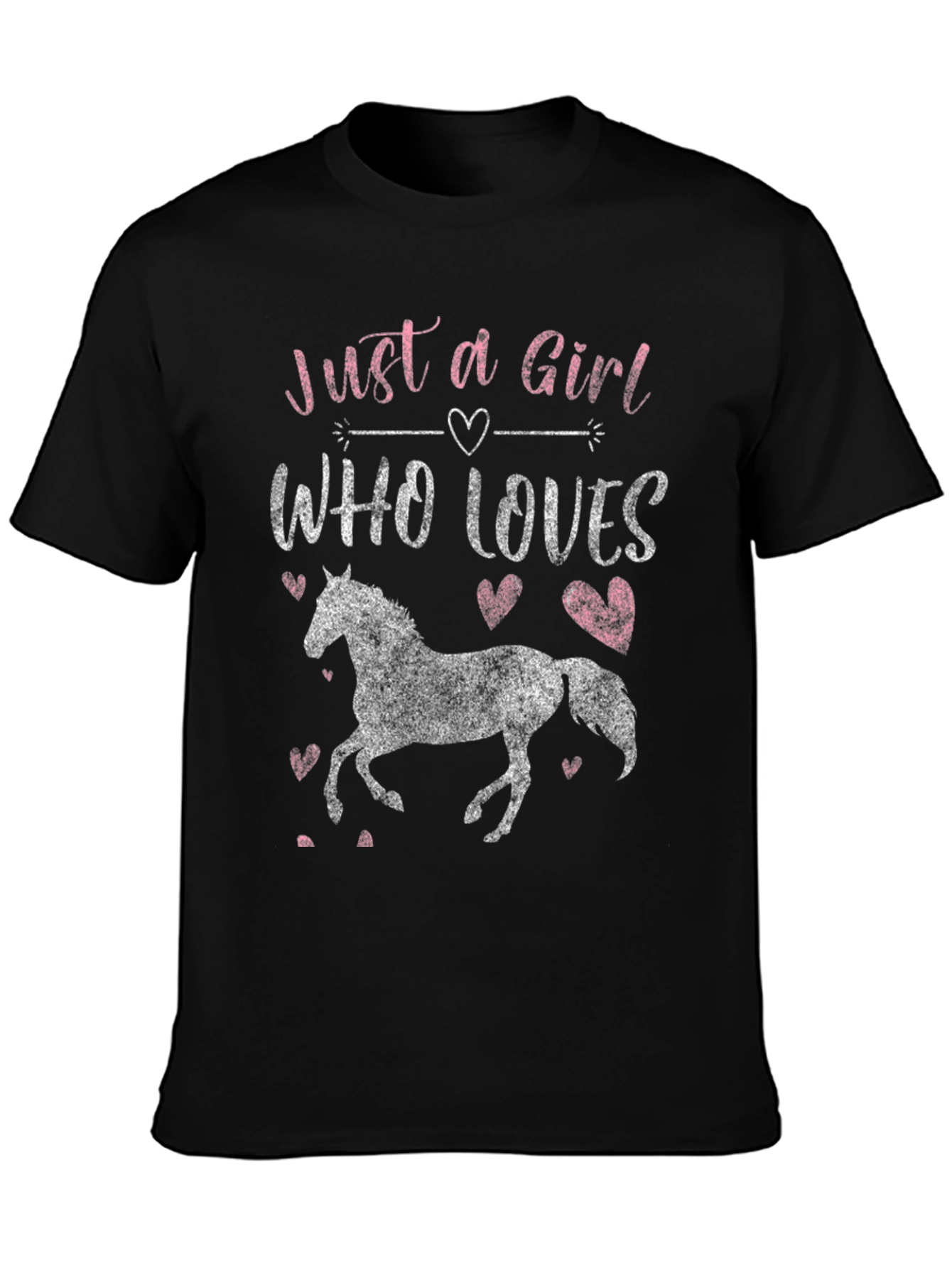 Girl Who Loves Horses Graphic Tee - Black