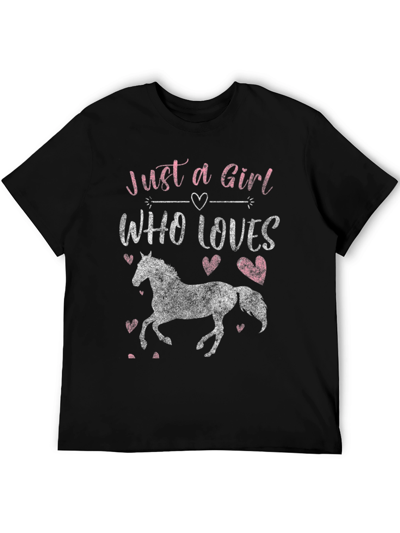 Girl Who Loves Horses Graphic Tee - Black