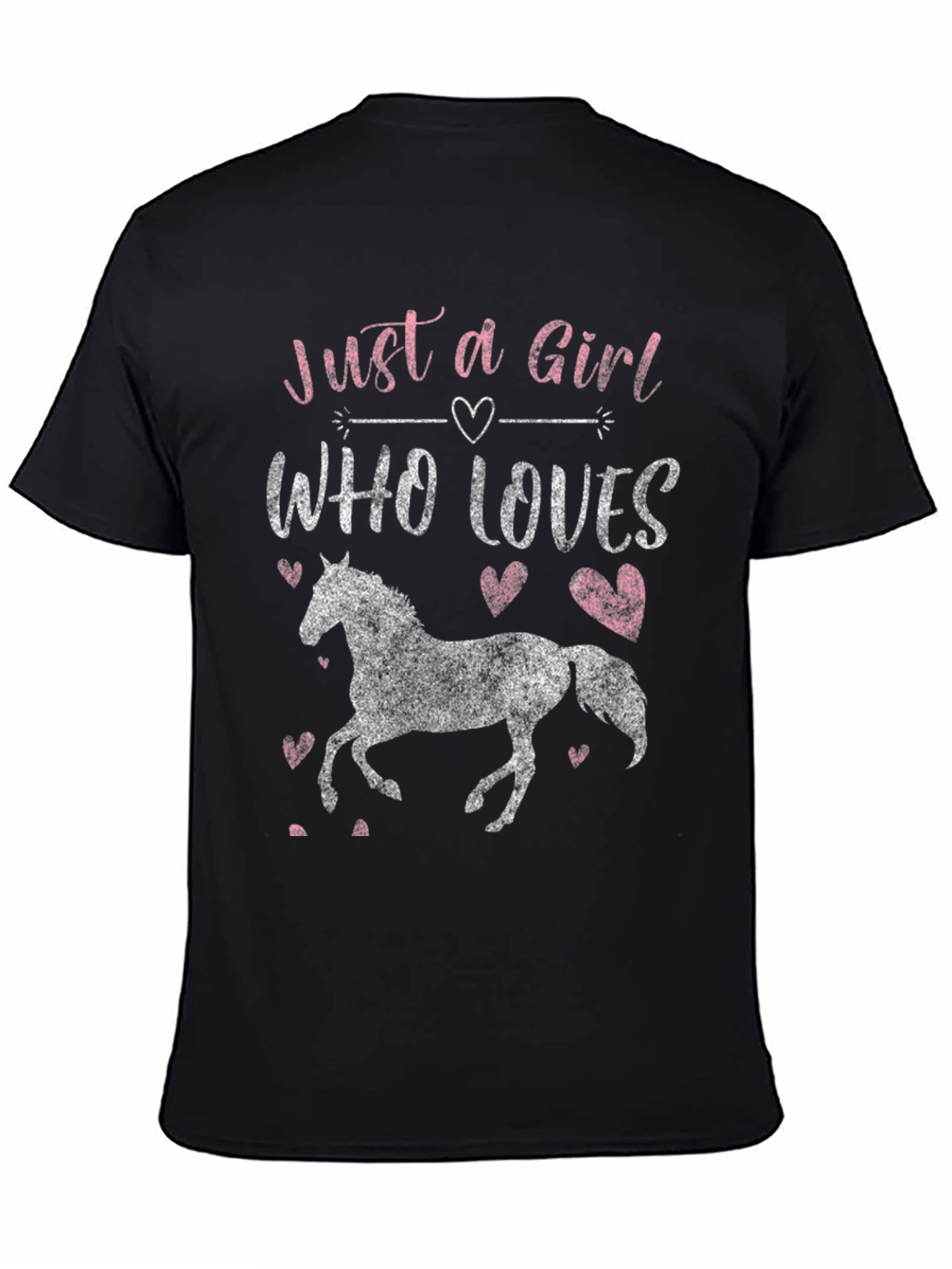 Girl Who Loves Horses Graphic Tee - Black