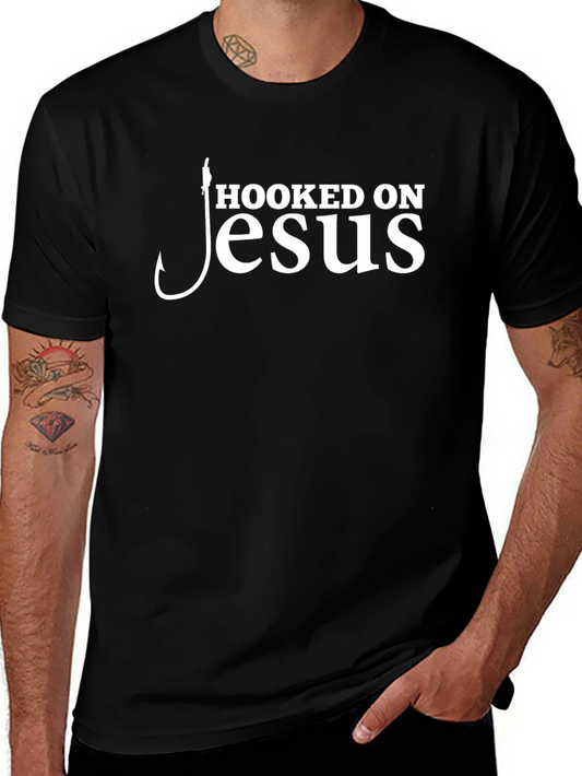 Hooked On Jesus Christian Graphic T-Shirt