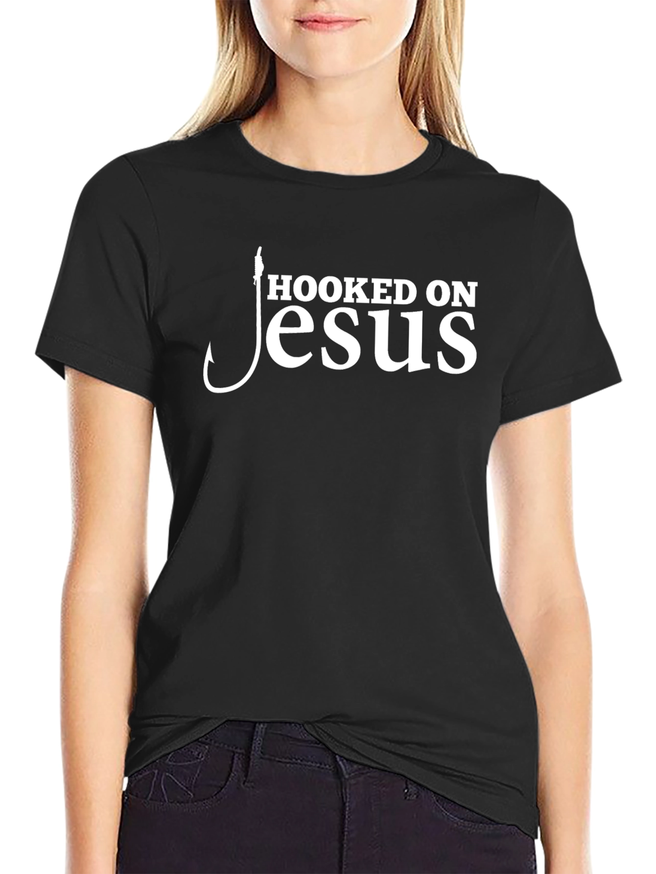 Hooked On Jesus Christian Graphic T-Shirt