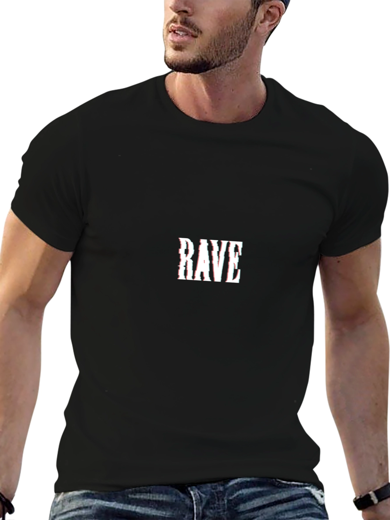 Rave Graphic Print Black Crew Neck T-Shirt