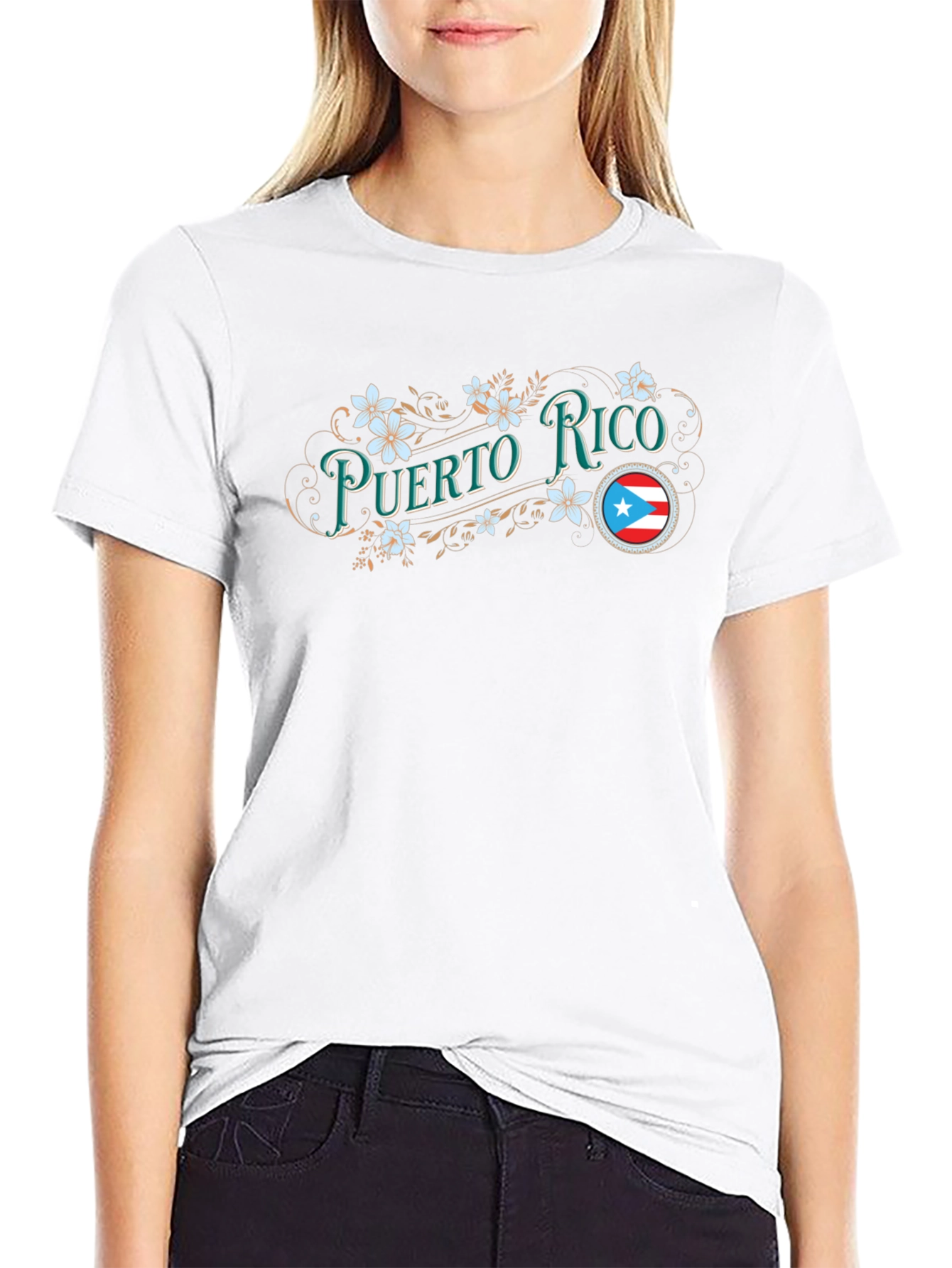 Puerto Rico Floral Graphic Tee - Black