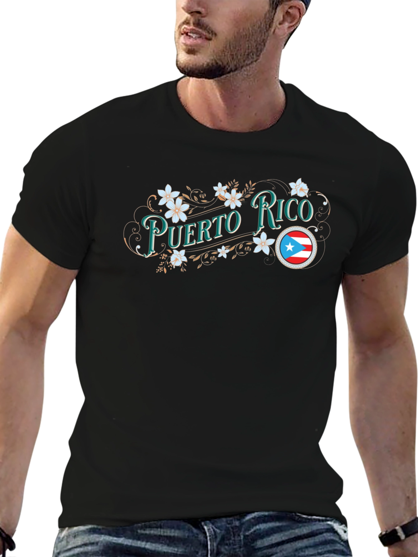 Puerto Rico Floral Graphic Tee - Black