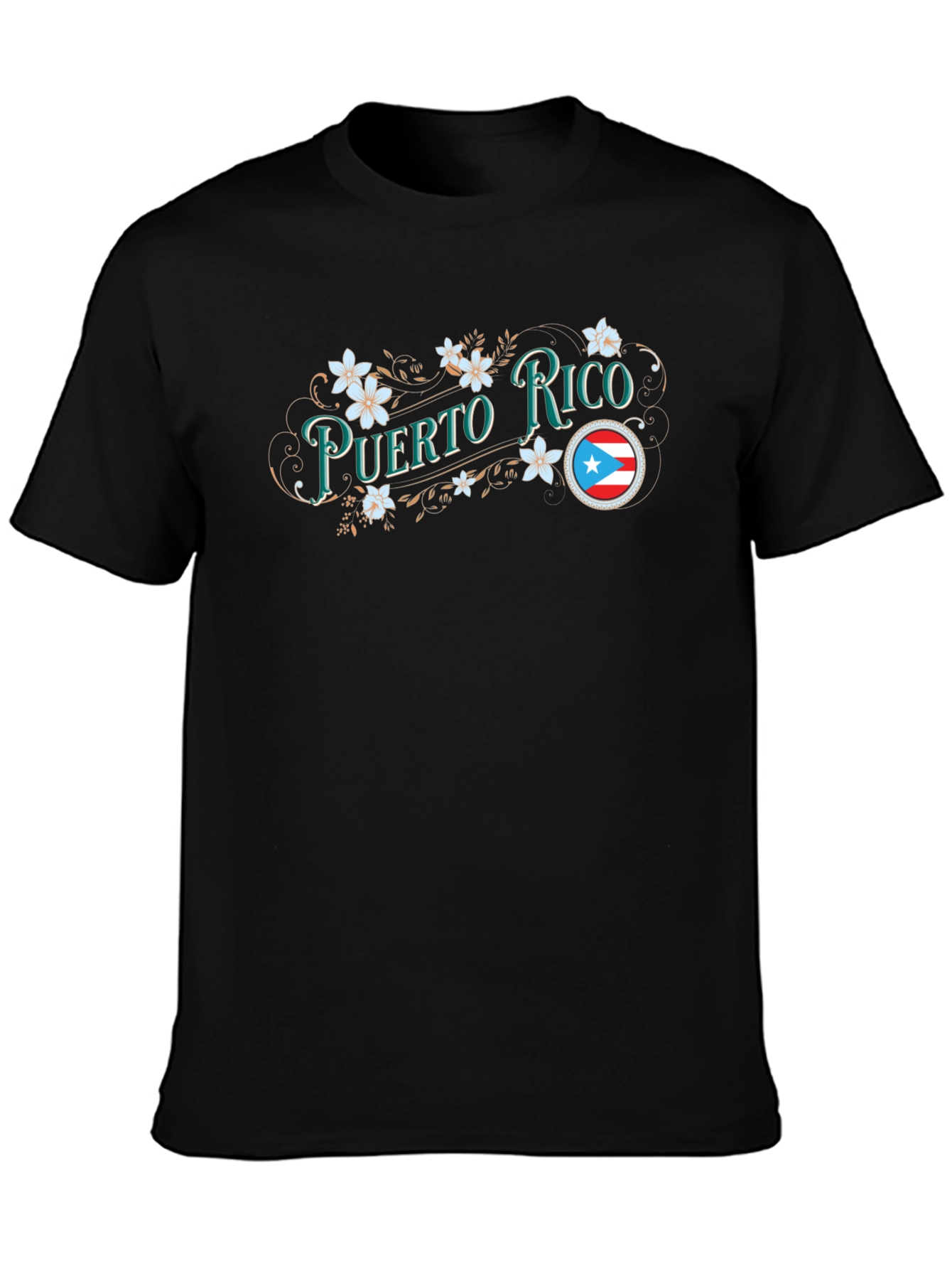 Puerto Rico Floral Graphic Tee - Black