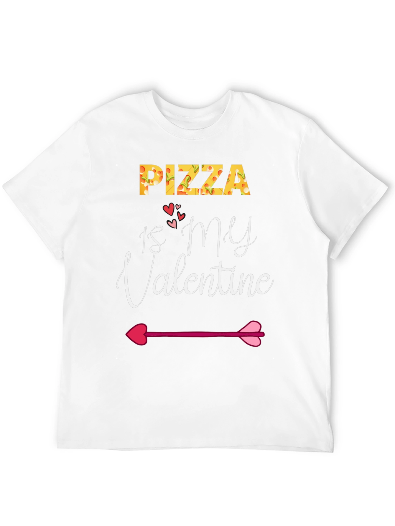 Pizza Is My Valentine Black Graphic T-Shirt