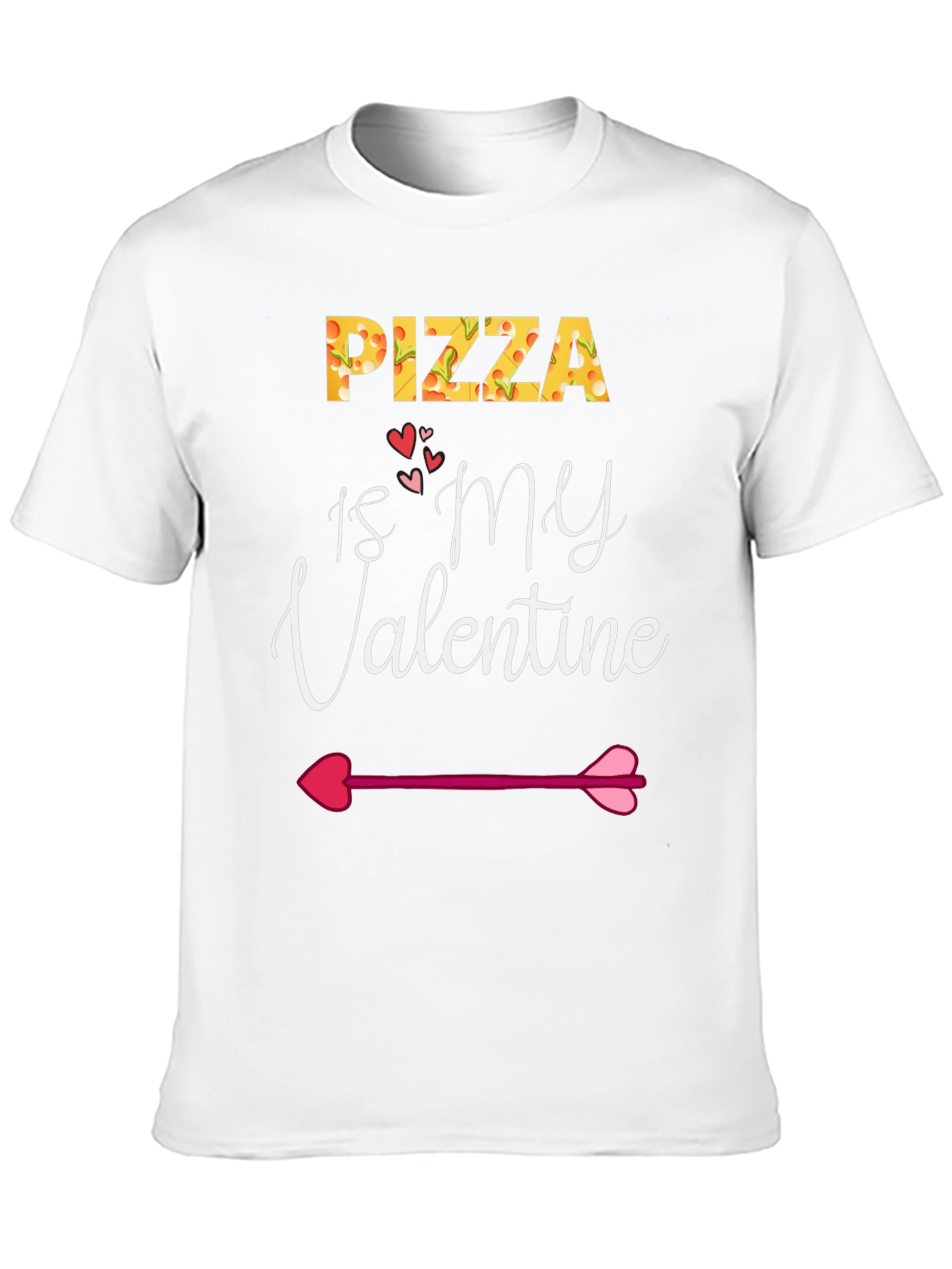 Pizza Is My Valentine Black Graphic T-Shirt