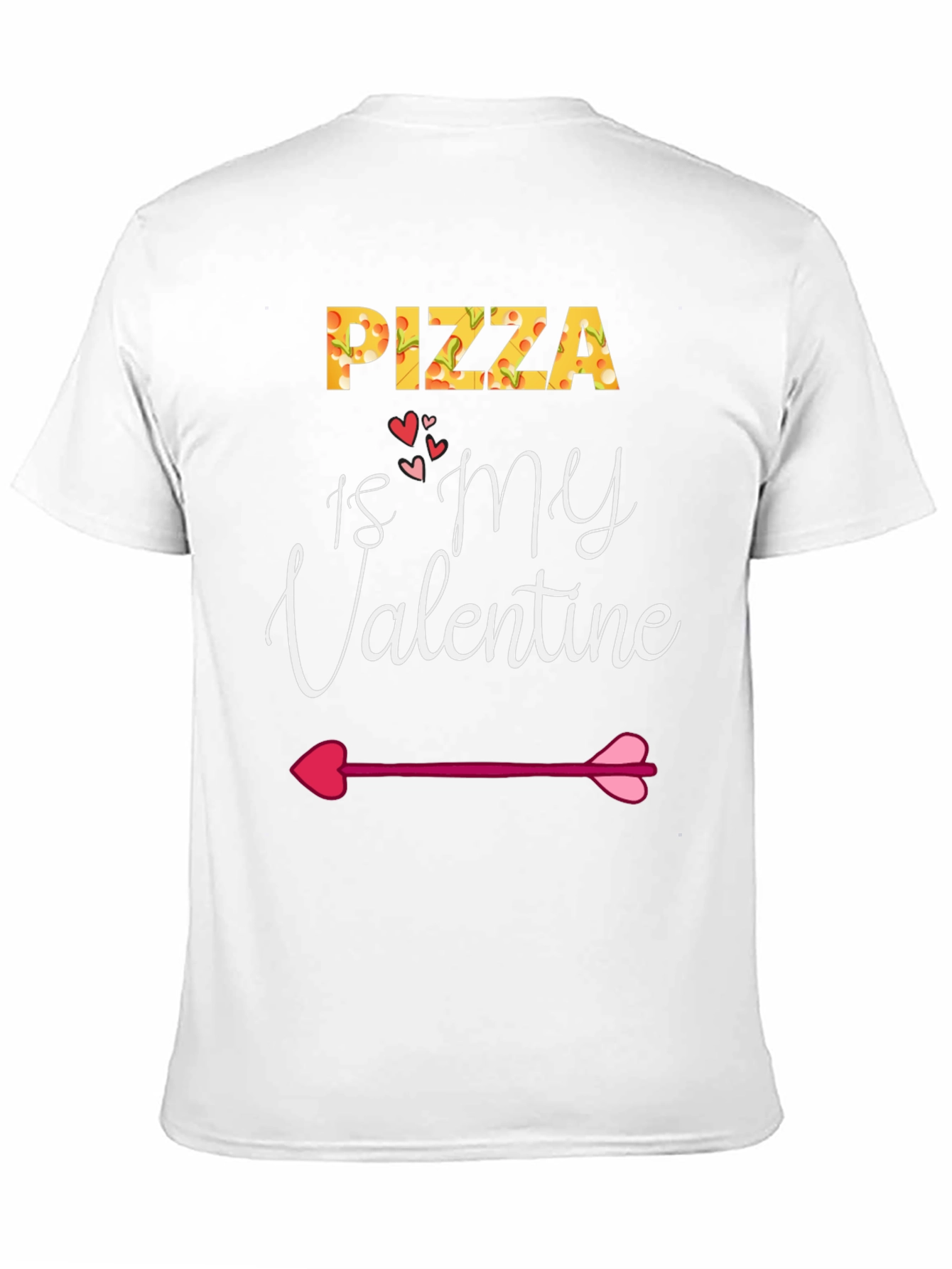 Pizza Is My Valentine Black Graphic T-Shirt