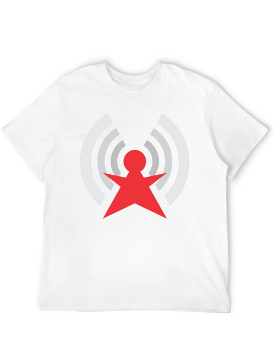 Retro Red & White Antenna Design Black T-Shirt