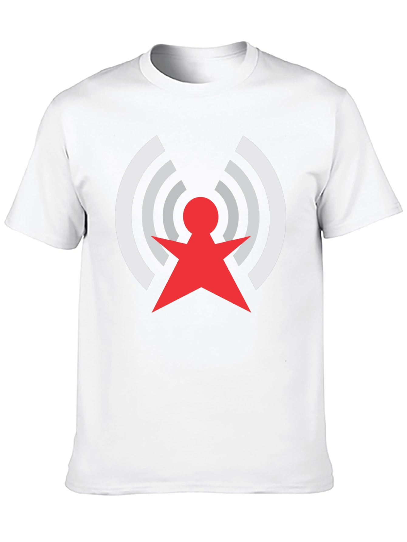 Retro Red & White Antenna Design Black T-Shirt