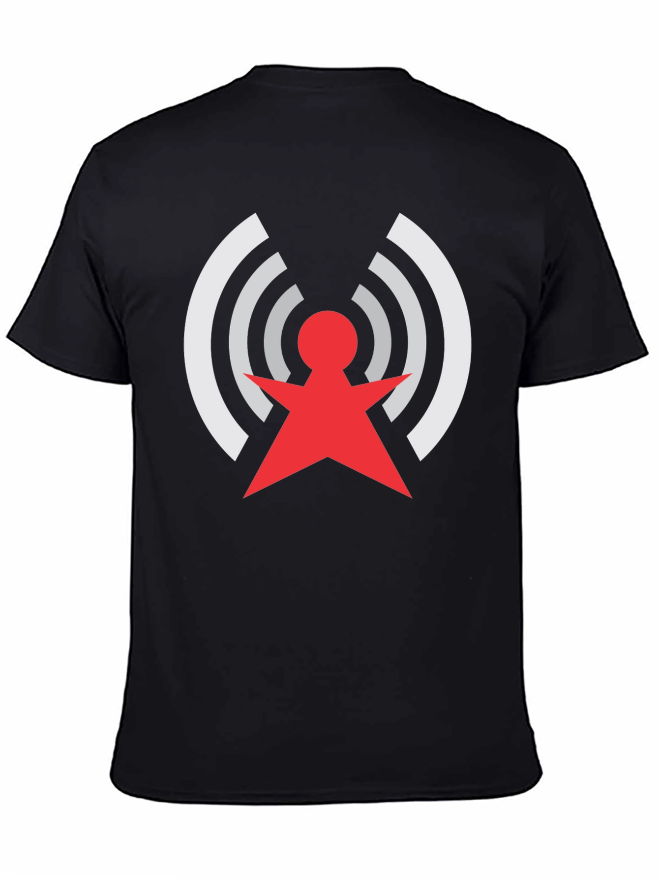 Retro Red & White Antenna Design Black T-Shirt