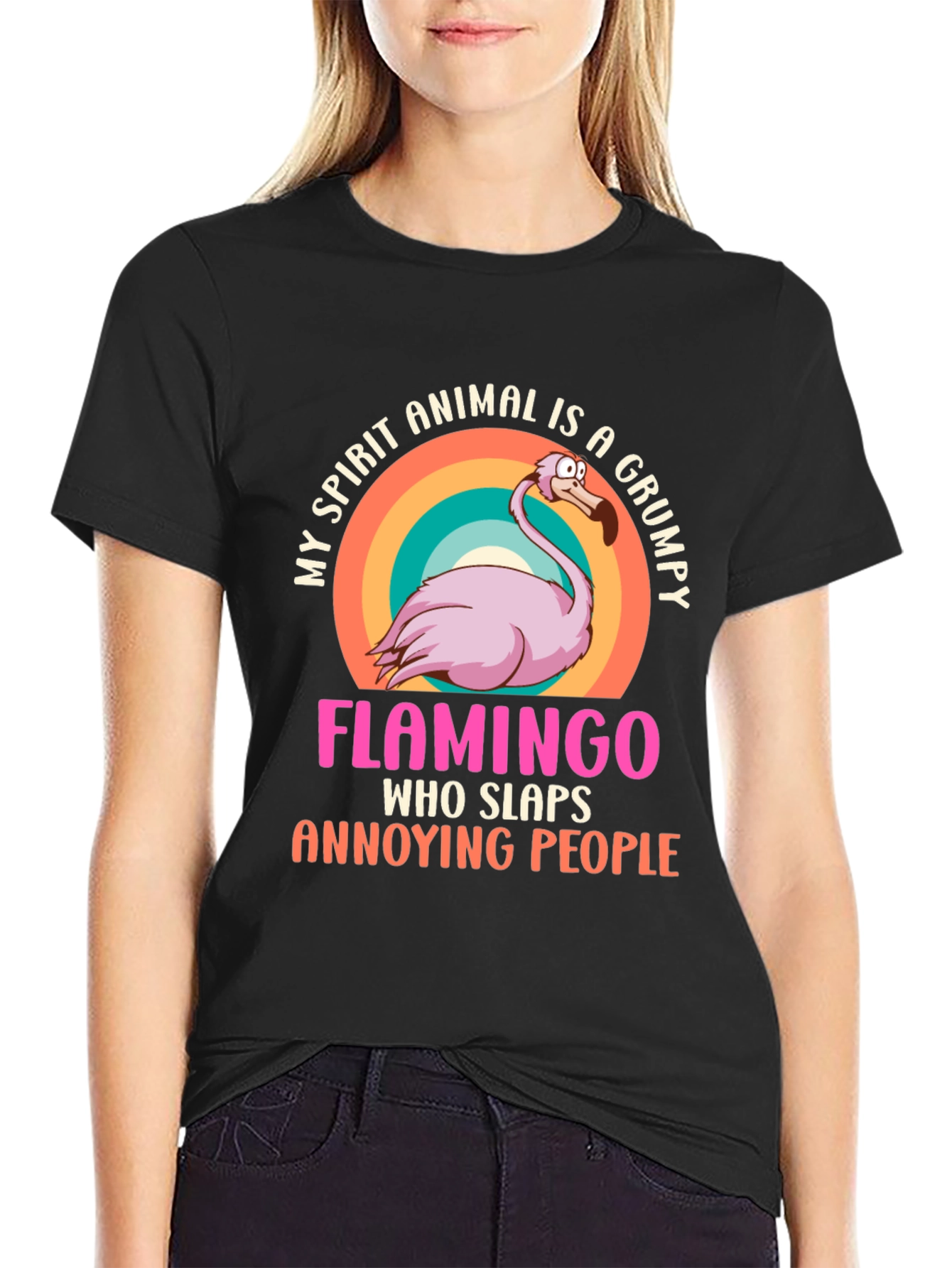 Grumpy Flamingo T-Shirt - Funny Animal Spirit Tee