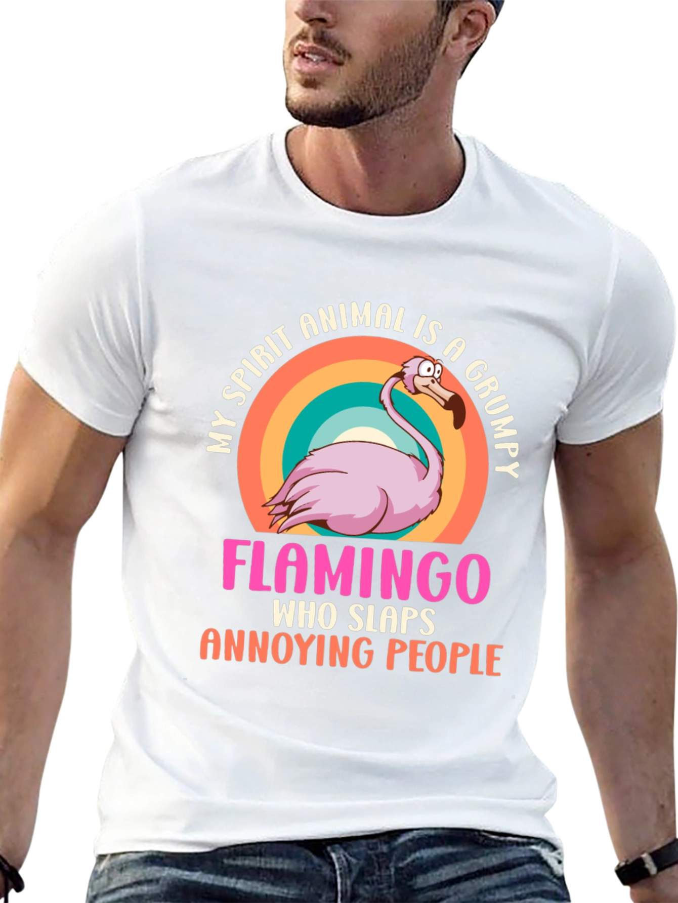 Grumpy Flamingo T-Shirt - Funny Animal Spirit Tee