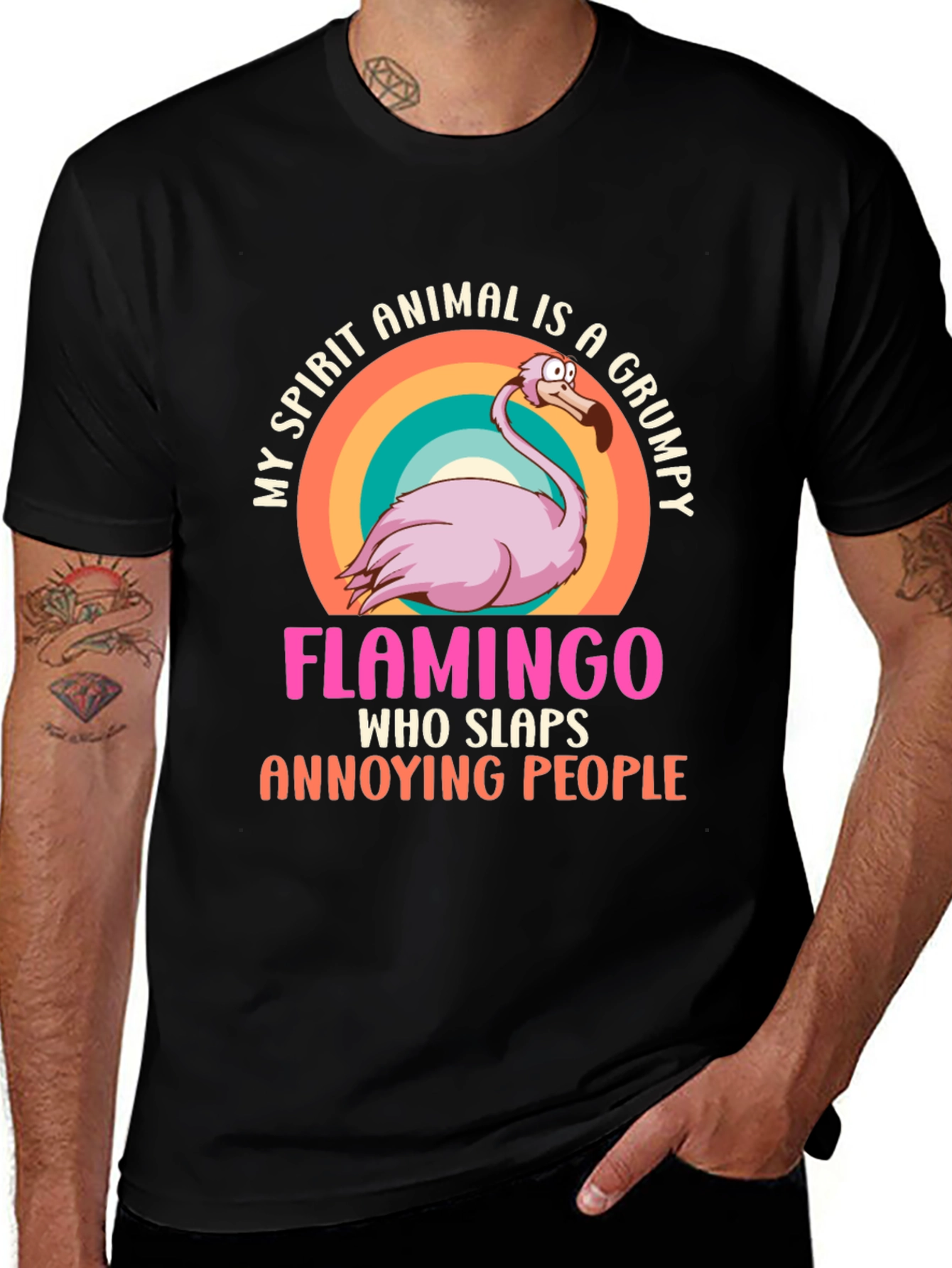 Grumpy Flamingo T-Shirt - Funny Animal Spirit Tee