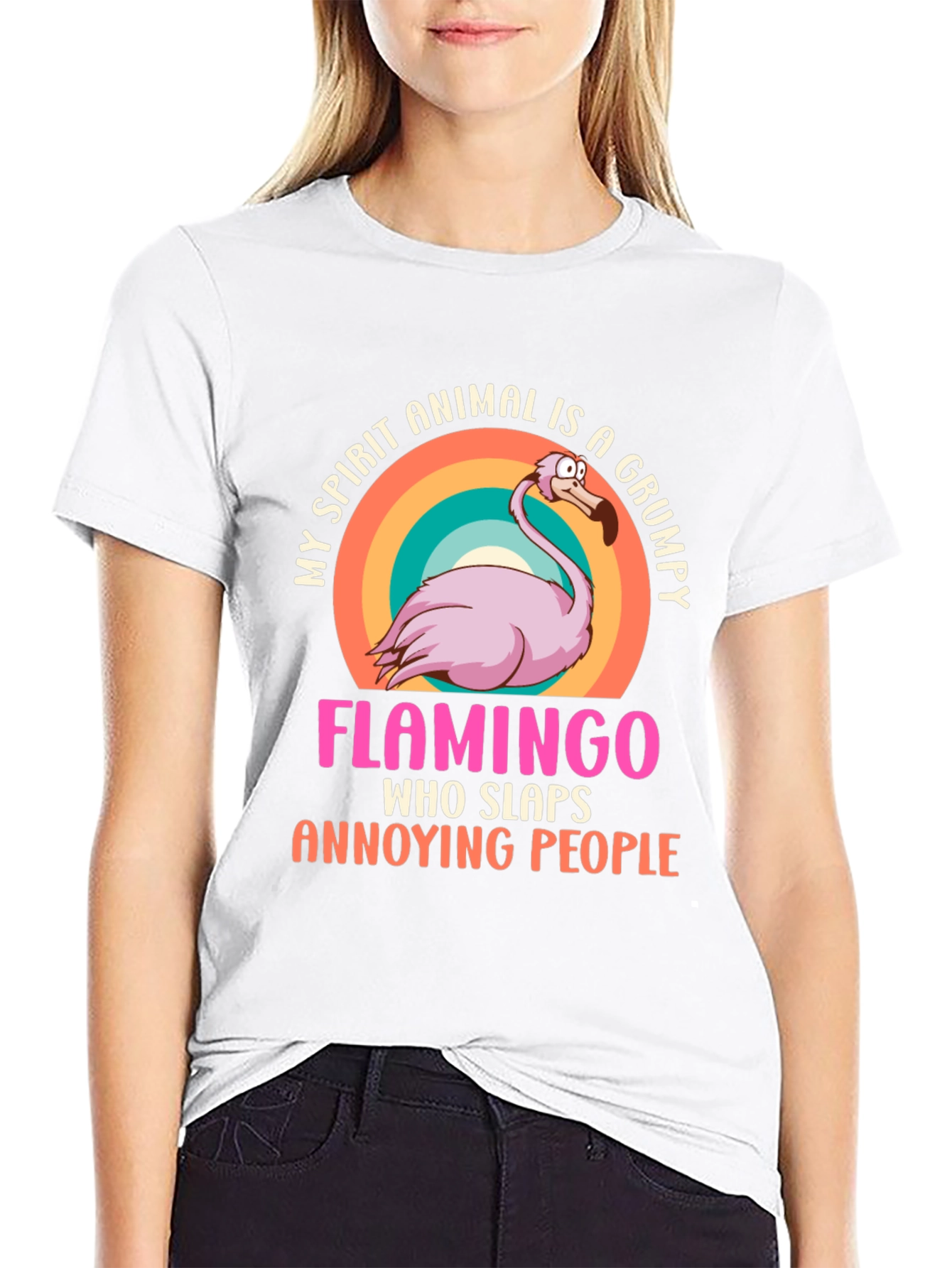 Grumpy Flamingo T-Shirt - Funny Animal Spirit Tee