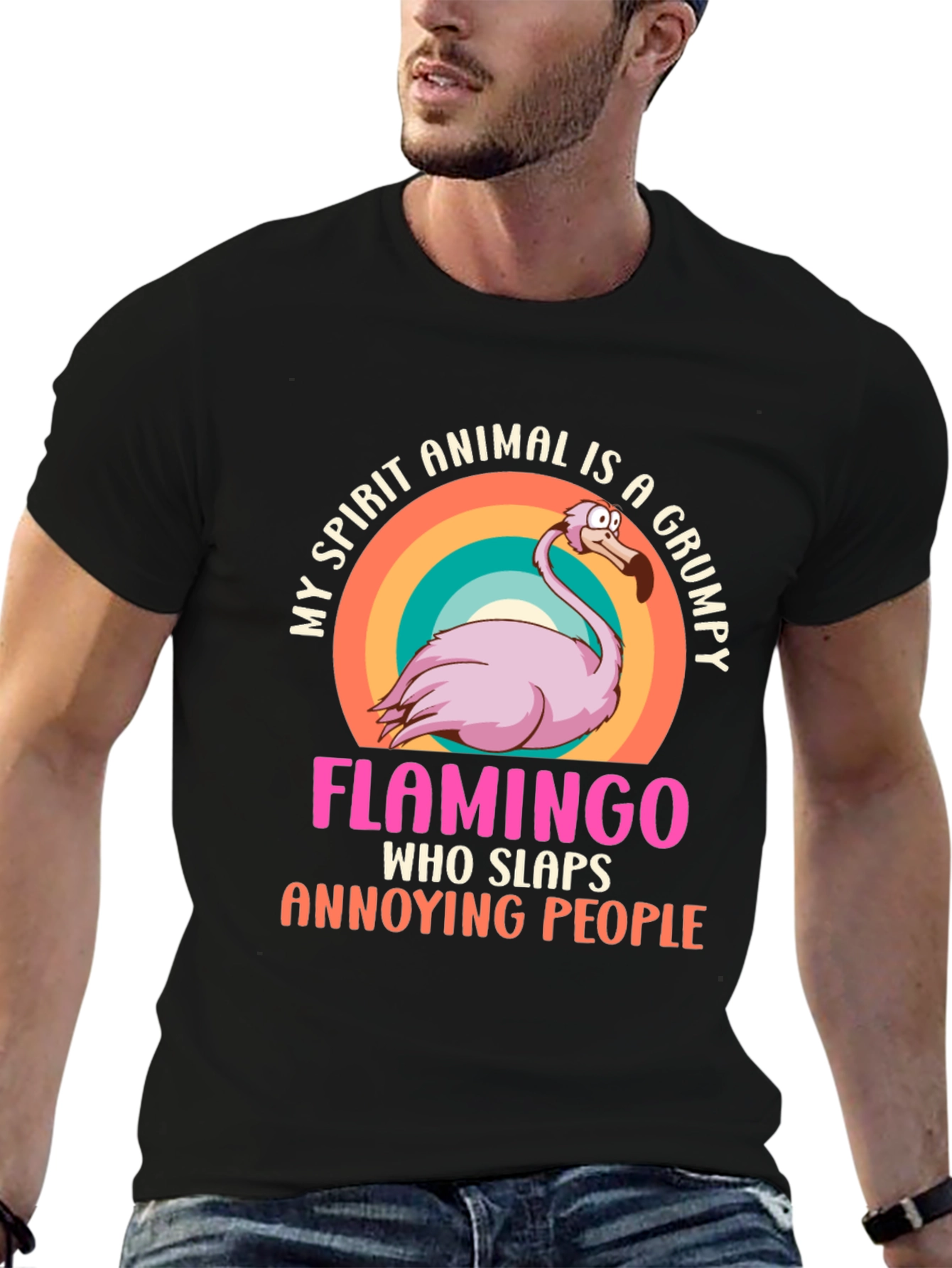 Grumpy Flamingo T-Shirt - Funny Animal Spirit Tee
