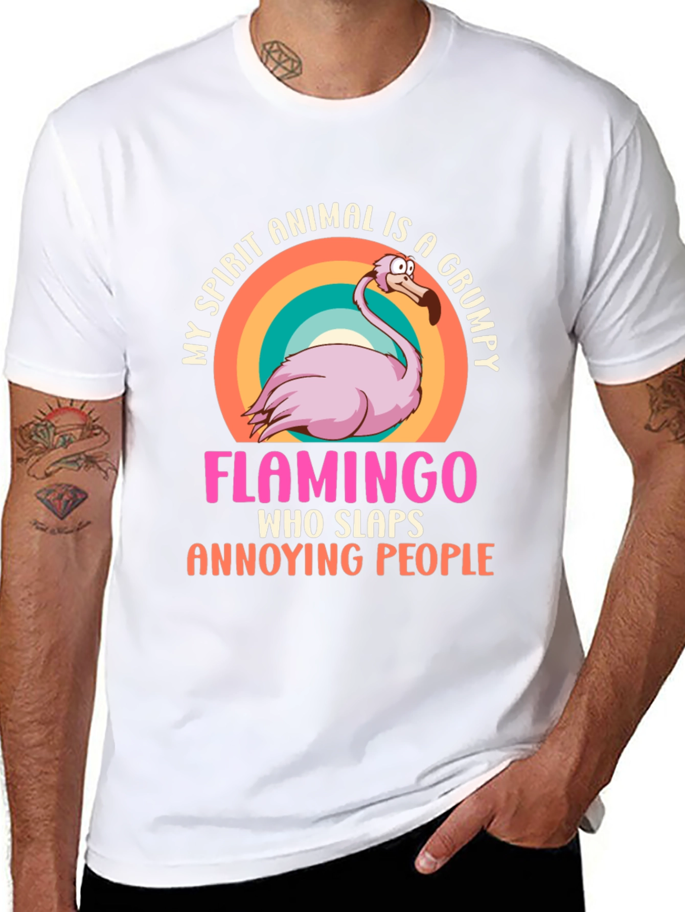Grumpy Flamingo T-Shirt - Funny Animal Spirit Tee