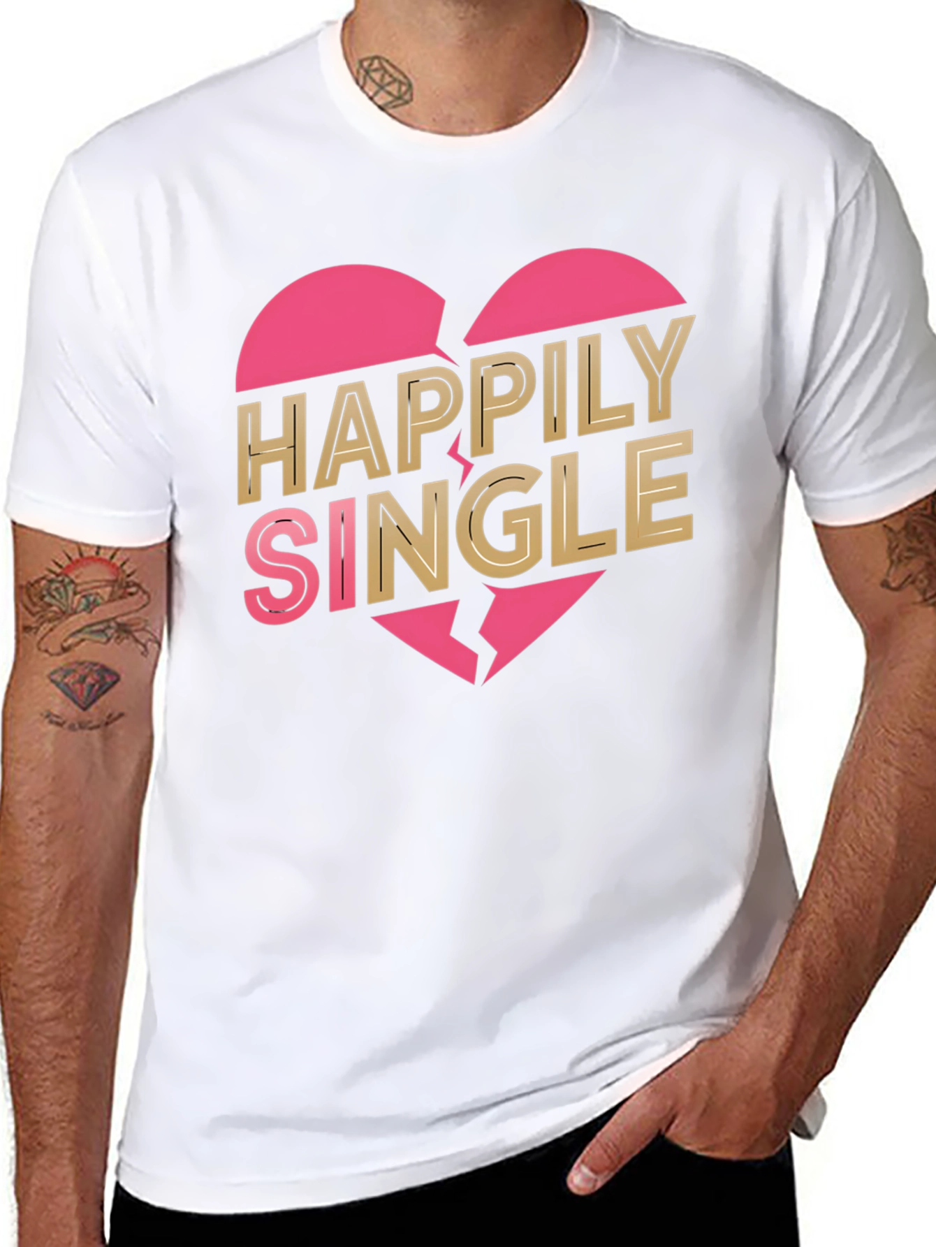 Happily Single Graphic Tee - Broken Heart Design