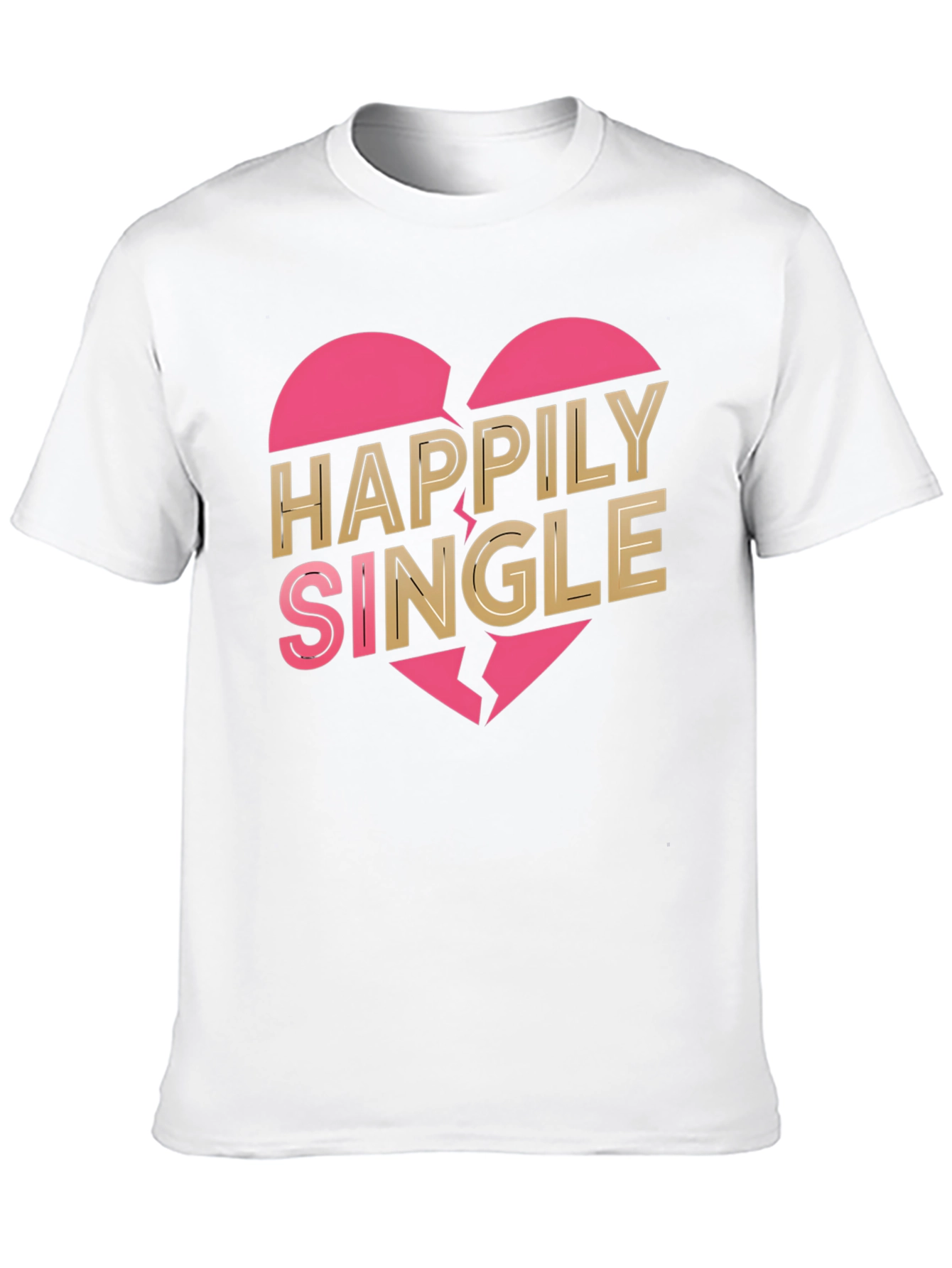 Happily Single Graphic Tee - Broken Heart Design