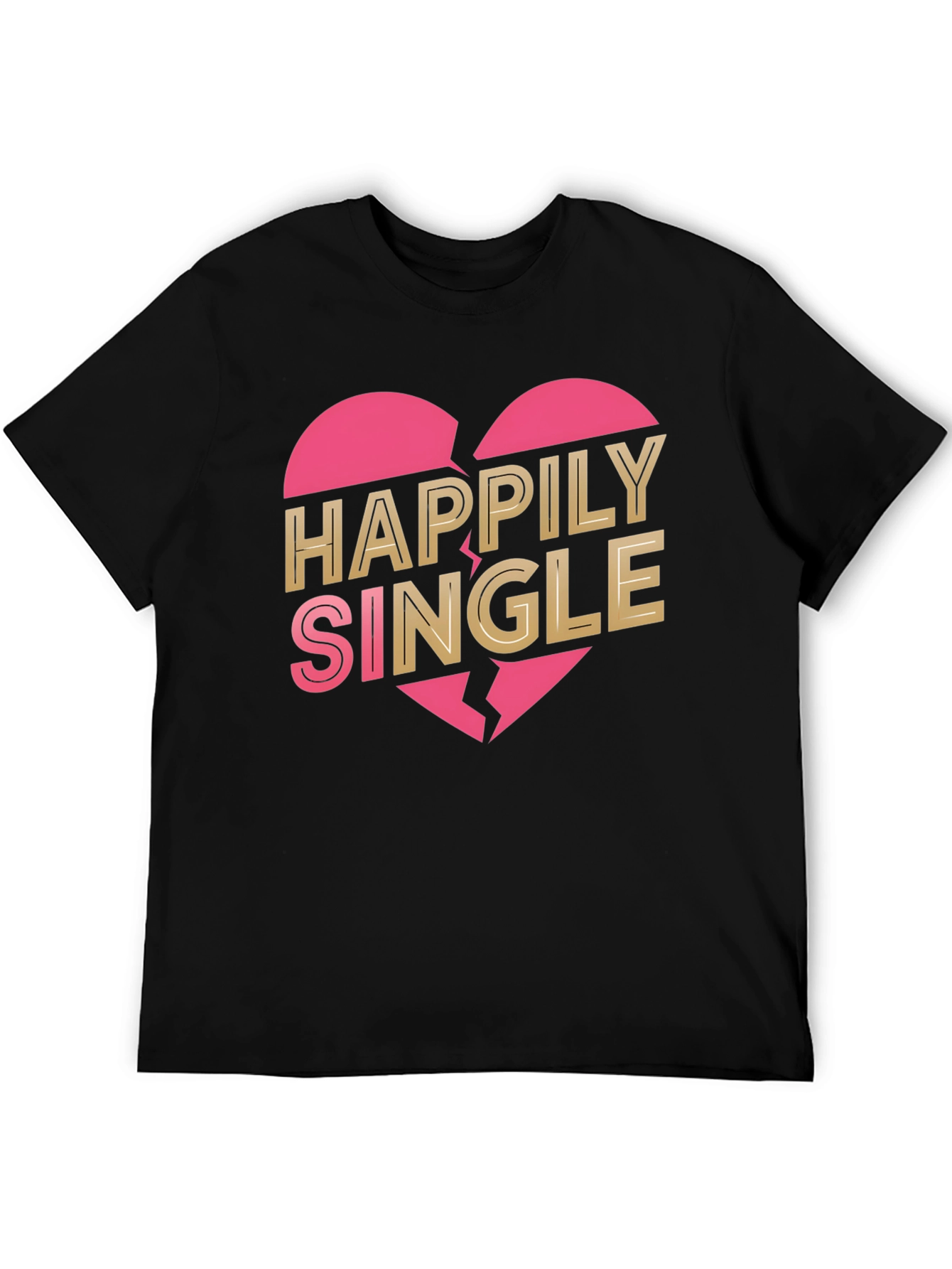 Happily Single Graphic Tee - Broken Heart Design