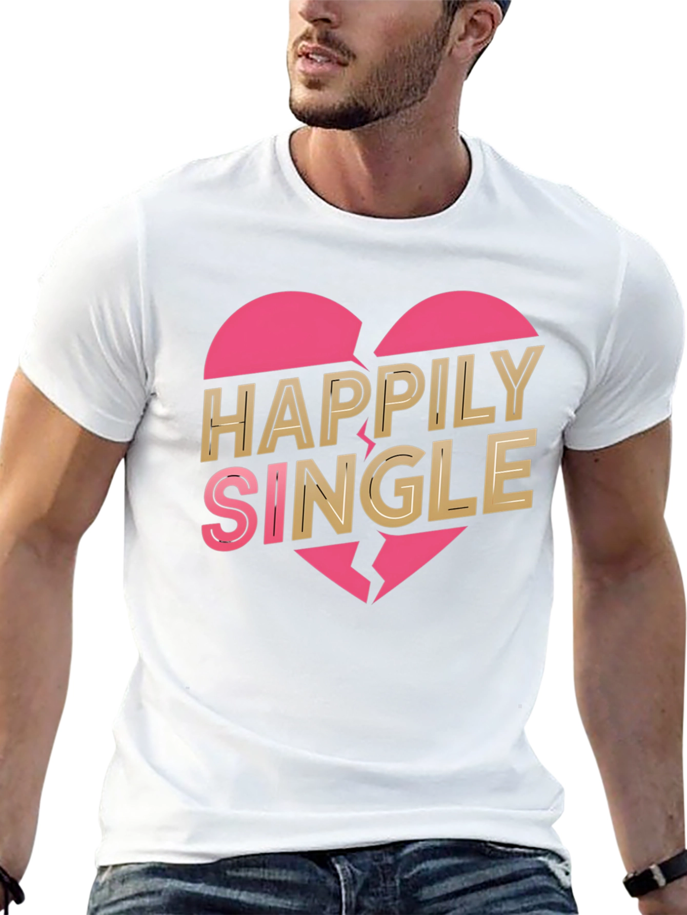 Happily Single Graphic Tee - Broken Heart Design