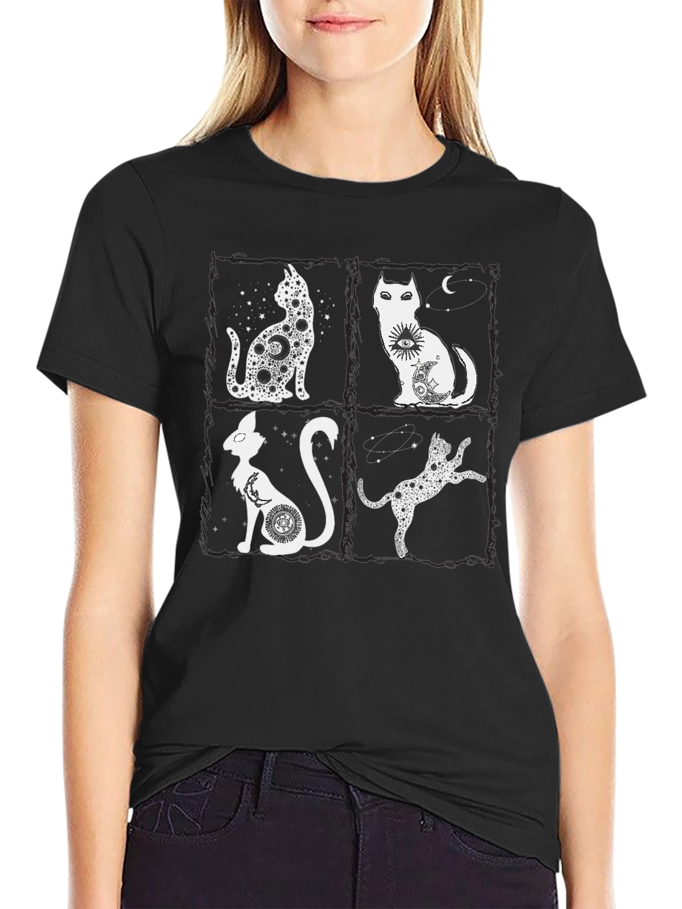 Mystic Cats T-Shirt - Celestial Feline Design