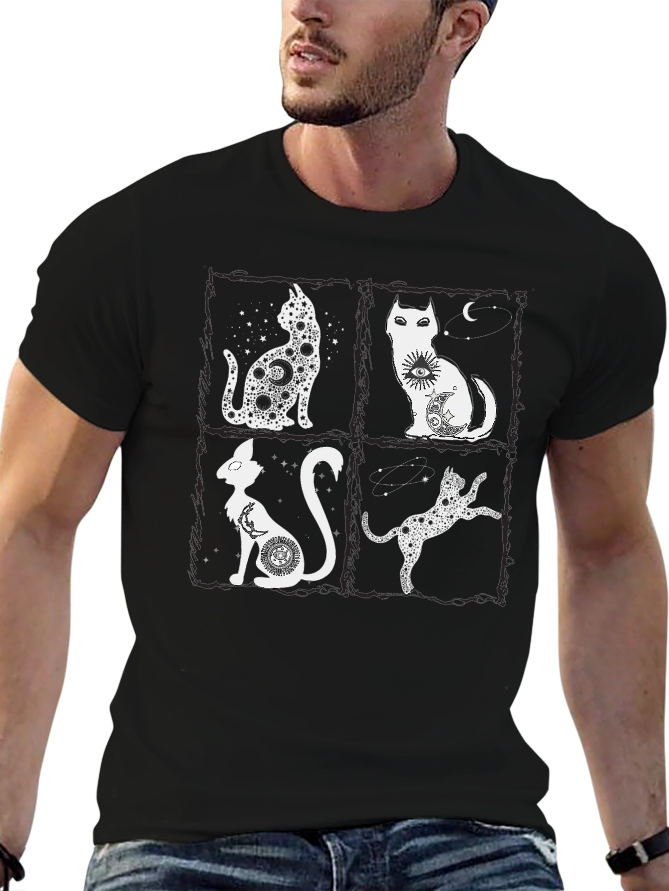 Mystic Cats T-Shirt - Celestial Feline Design