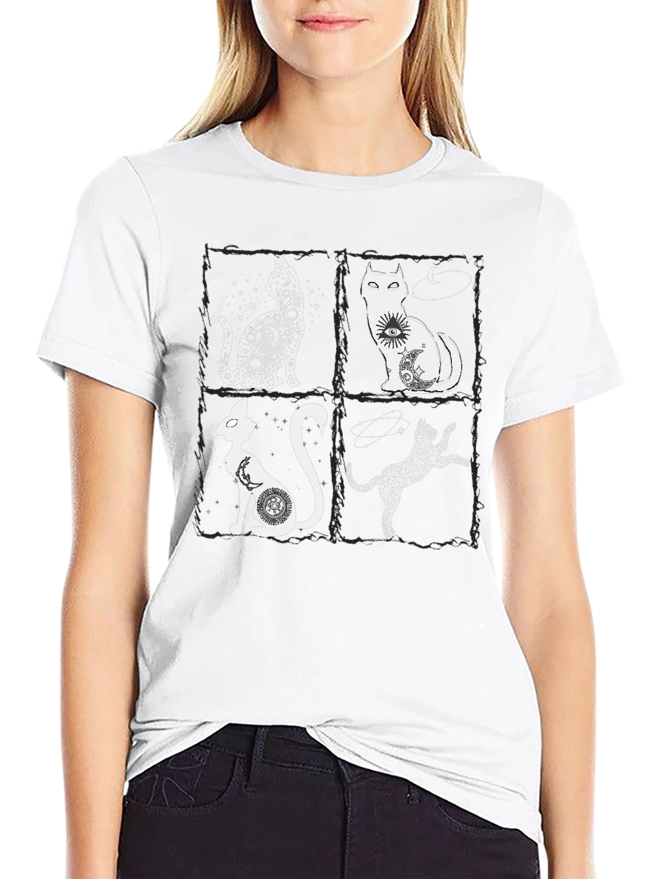 Mystic Cats T-Shirt - Celestial Feline Design