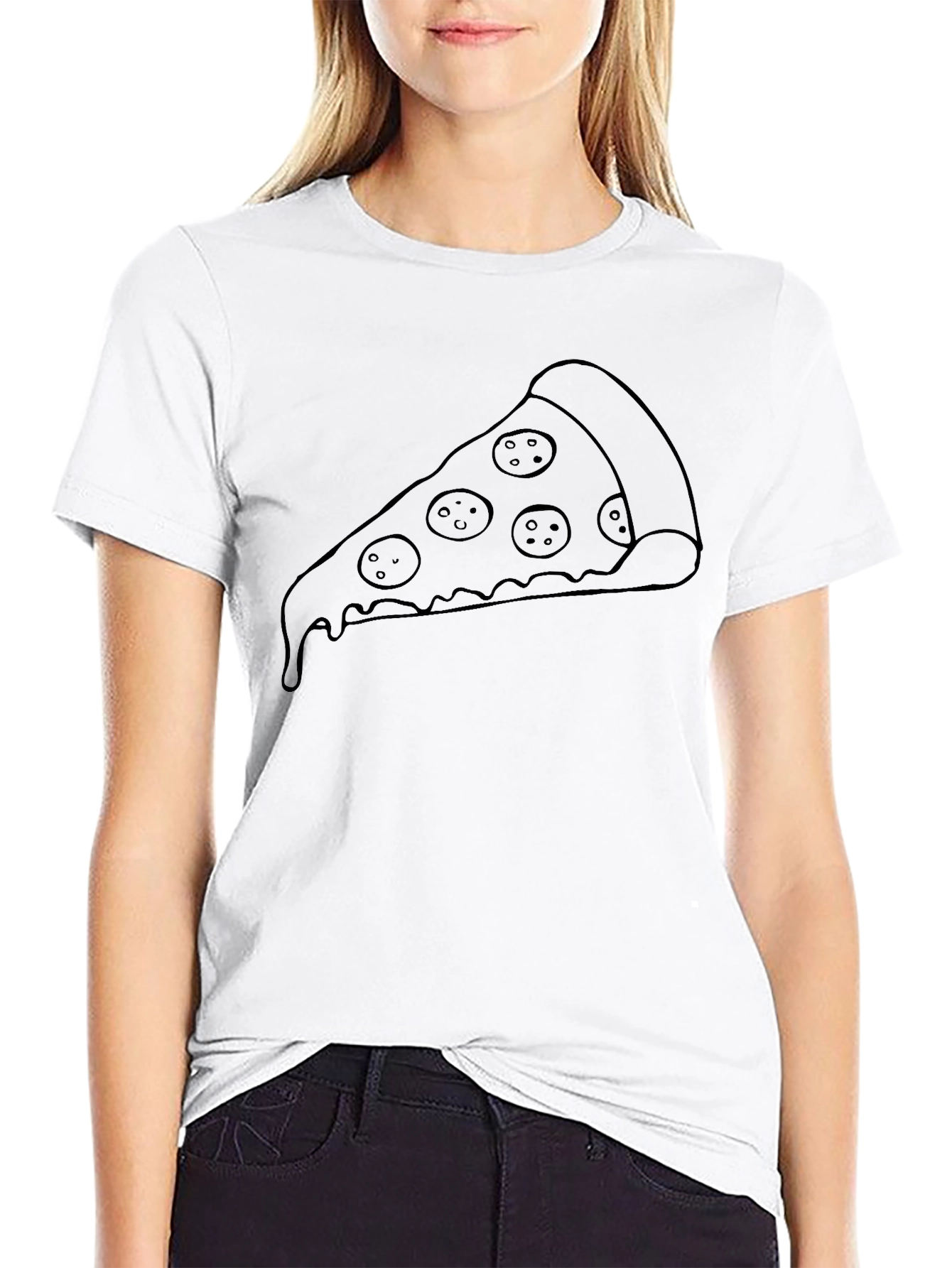 Pizza Slice Graphic Tee - Casual Black T-Shirt