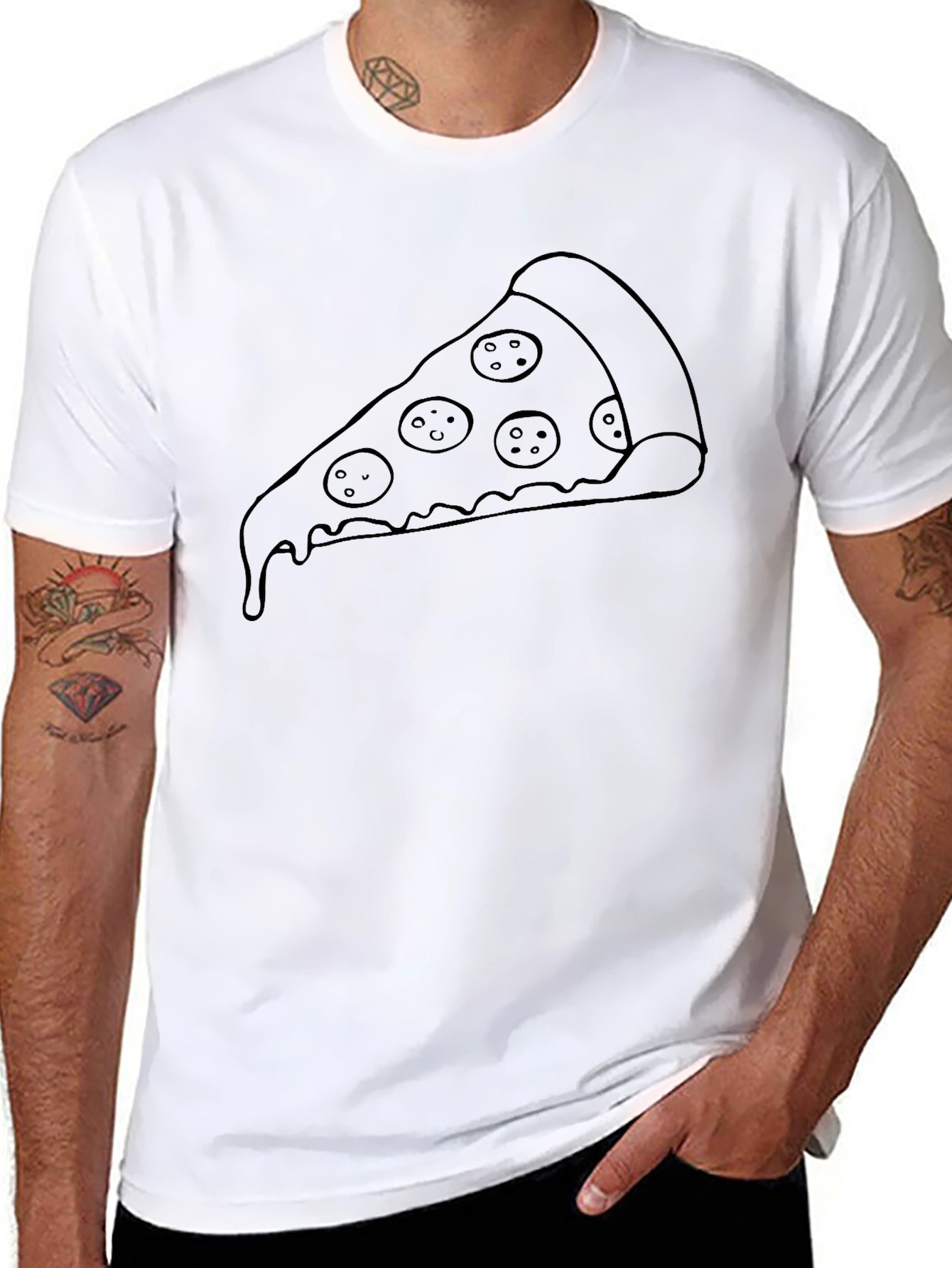 Pizza Slice Graphic Tee - Casual Black T-Shirt