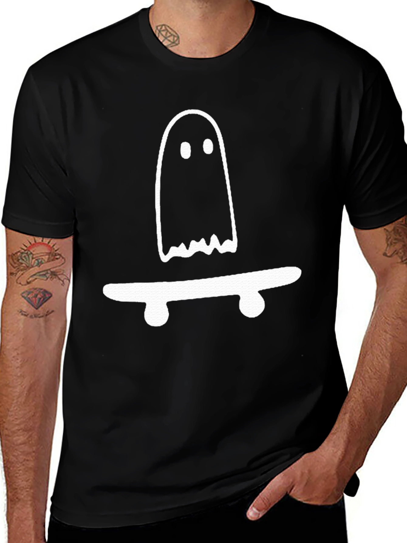 Ghost Skateboard Tee - Spooky Cool Graphic T-Shirt