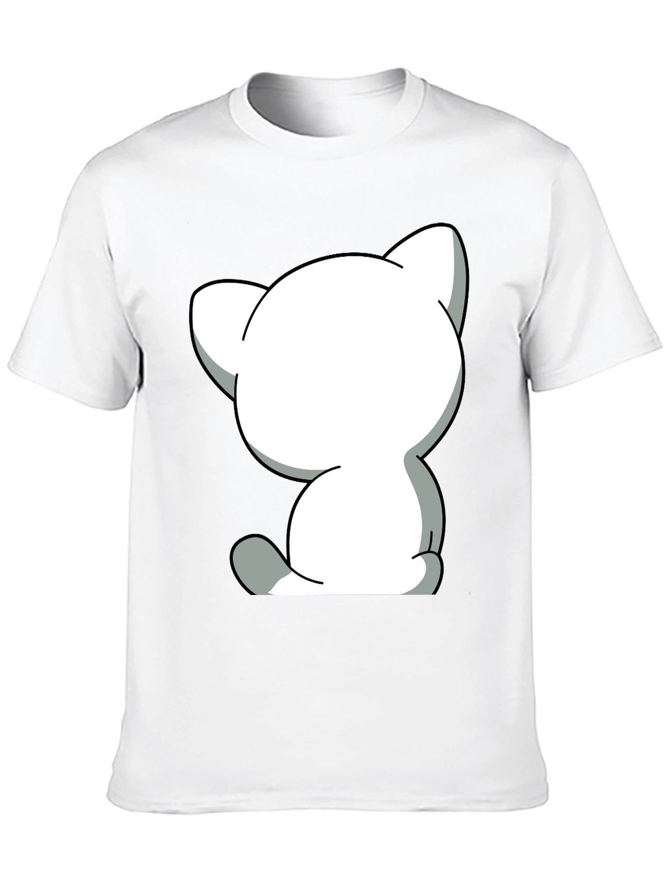 Cute Cartoon Cat Graphic Tee - Unisex Black T-Shirt