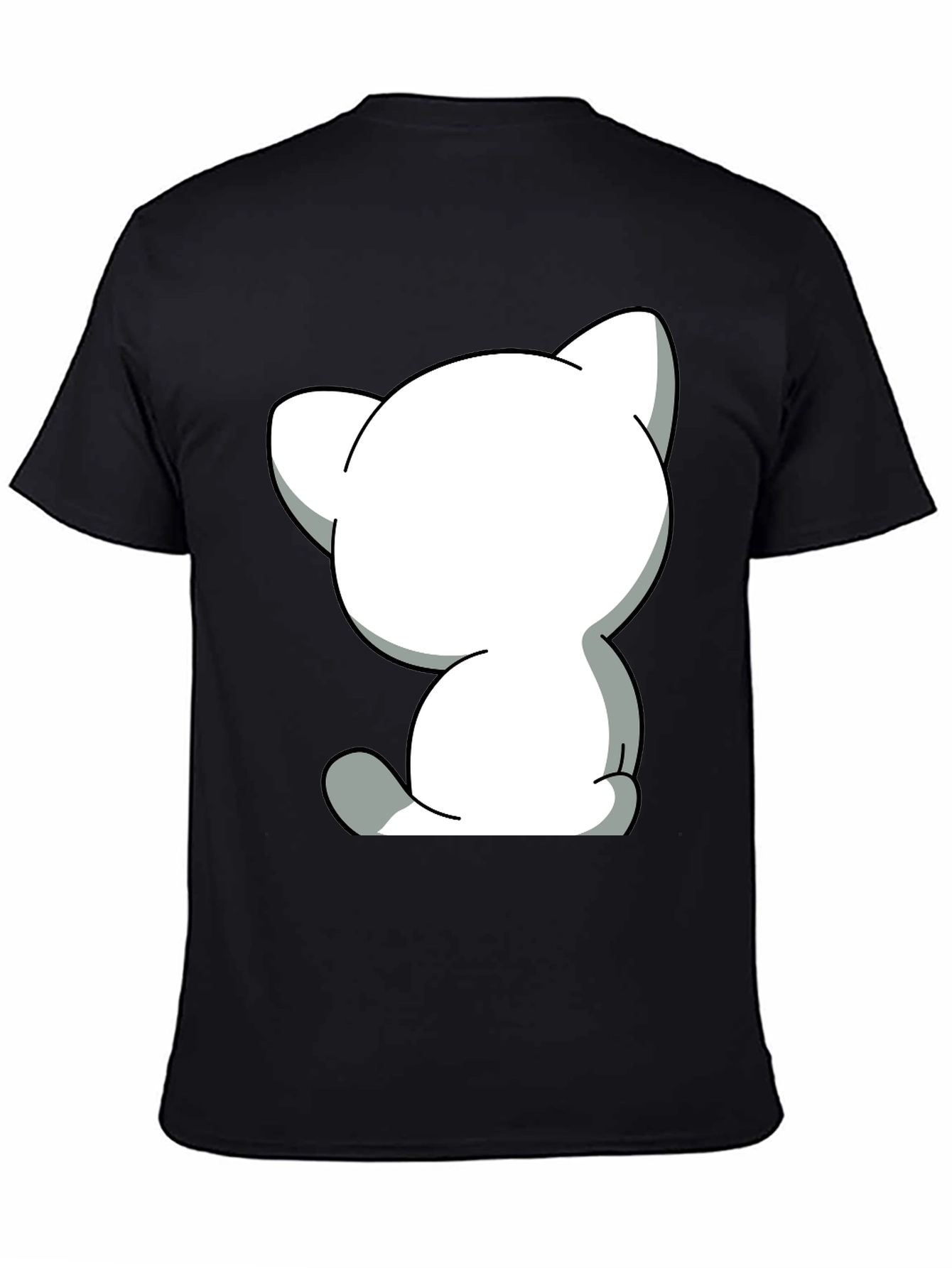 Cute Cartoon Cat Graphic Tee - Unisex Black T-Shirt