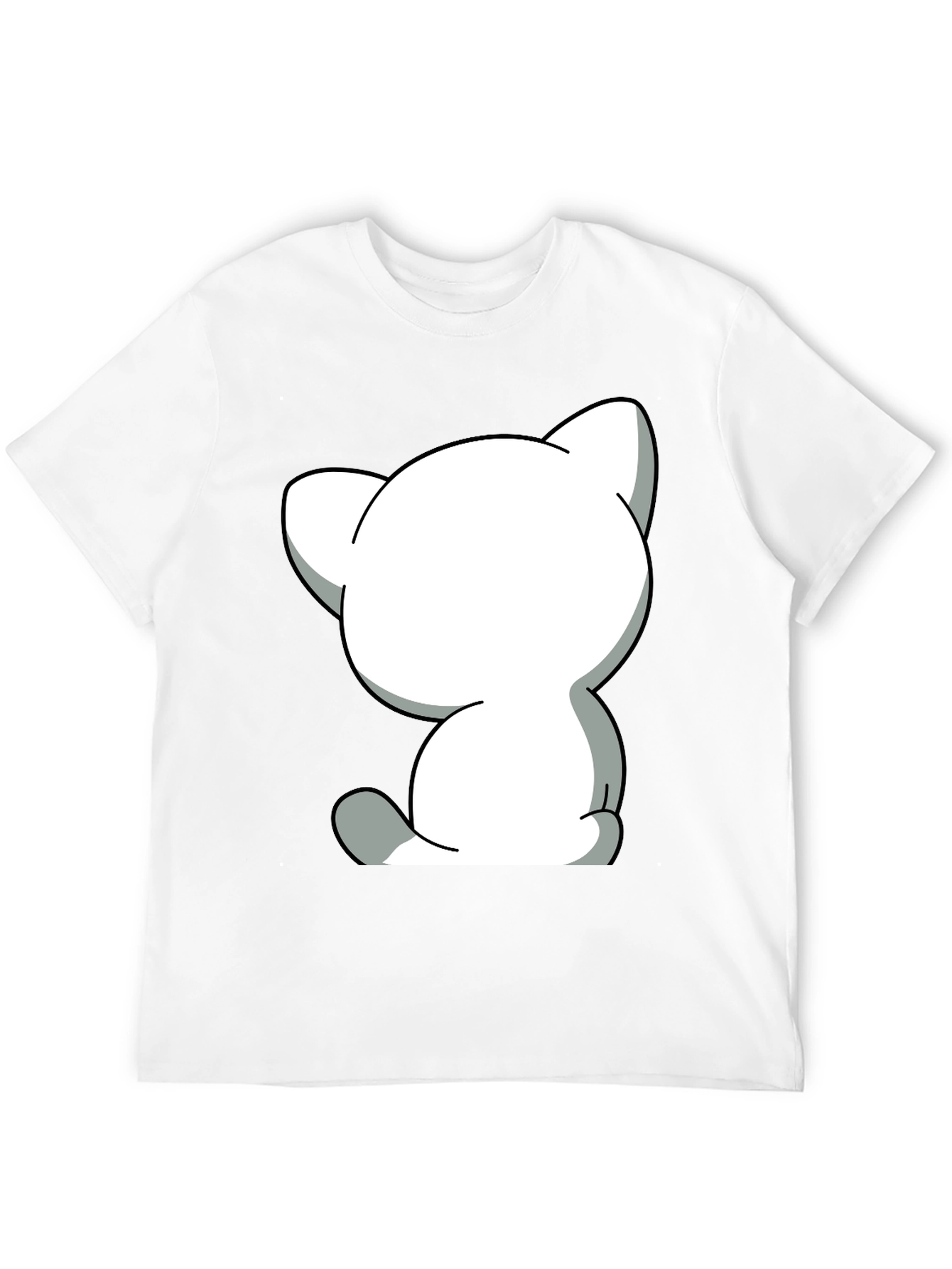 Cute Cartoon Cat Graphic Tee - Unisex Black T-Shirt
