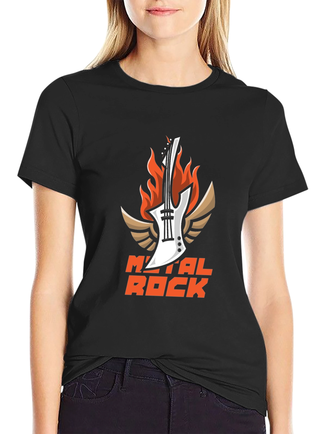 Metal Rock Guitar T-Shirt - Black