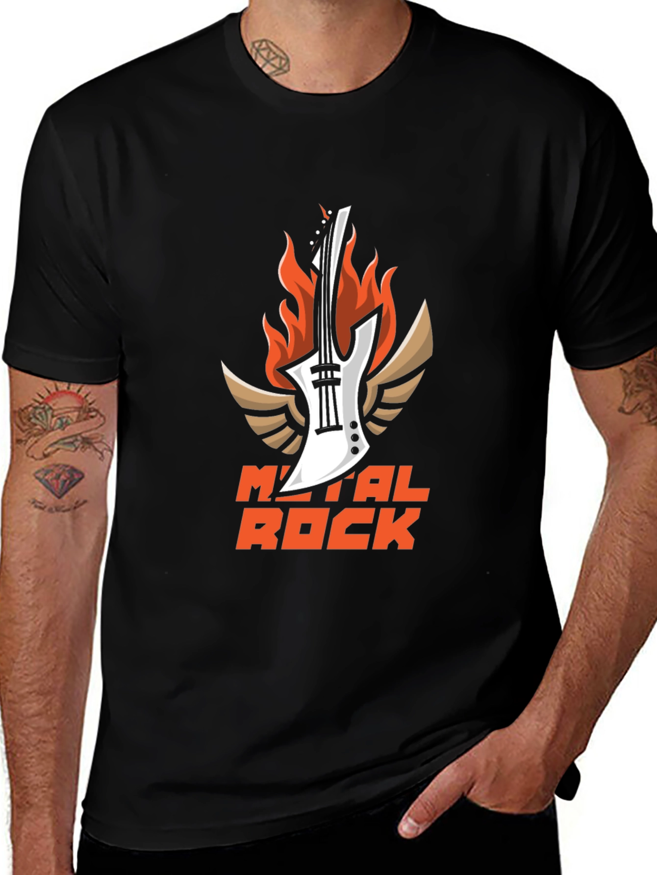 Metal Rock Guitar T-Shirt - Black