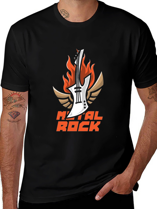Metal Rock Guitar T-Shirt - Black