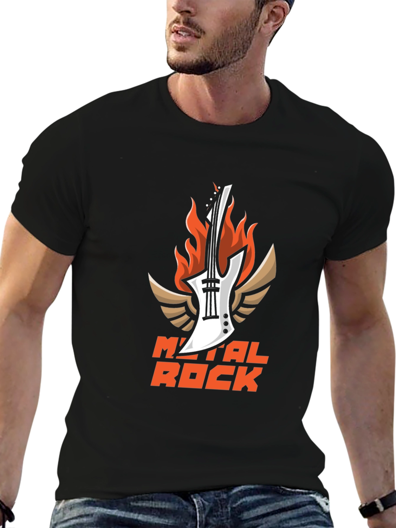 Metal Rock Guitar T-Shirt - Black