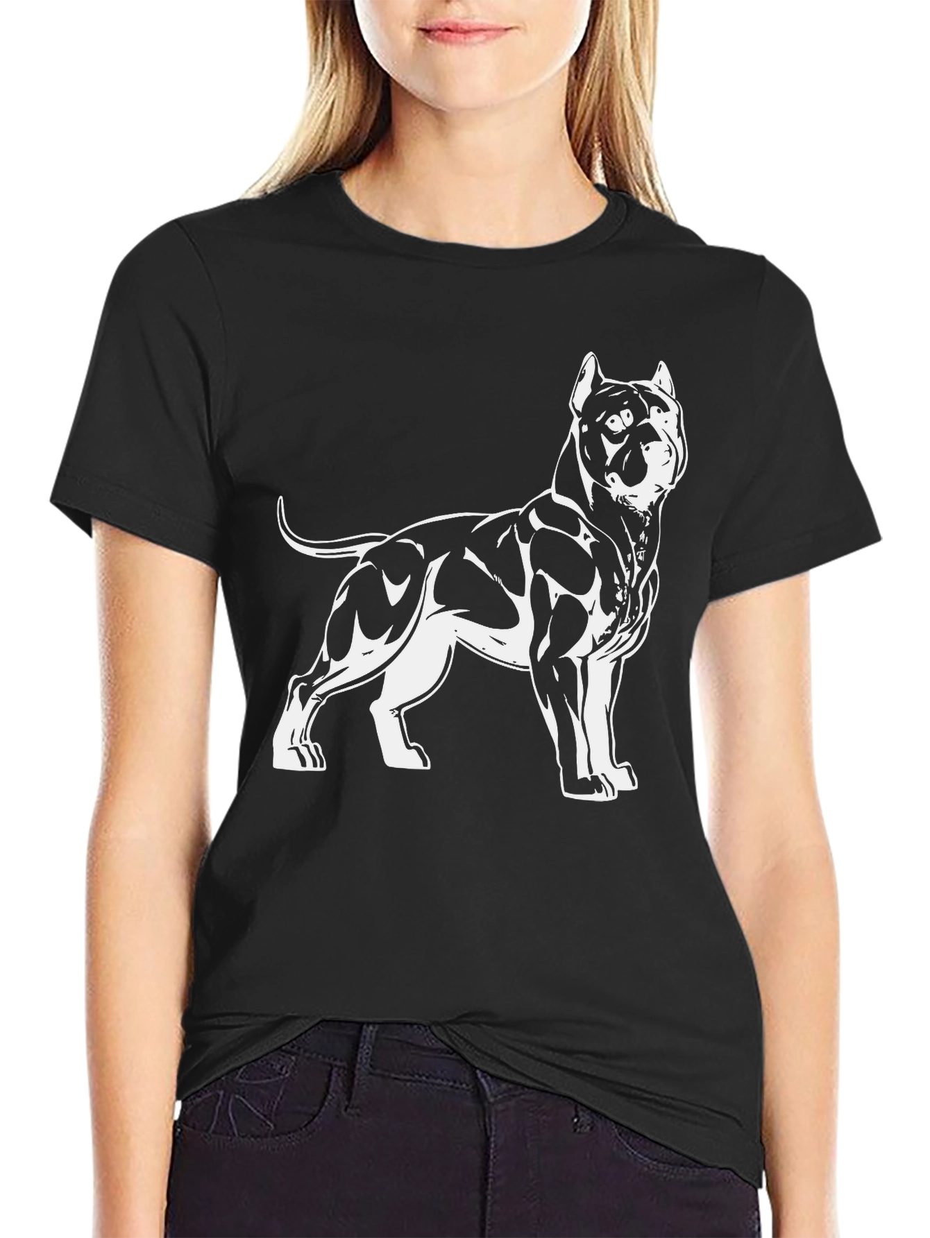 Black Dog Graphic Tee - Pitbull Design