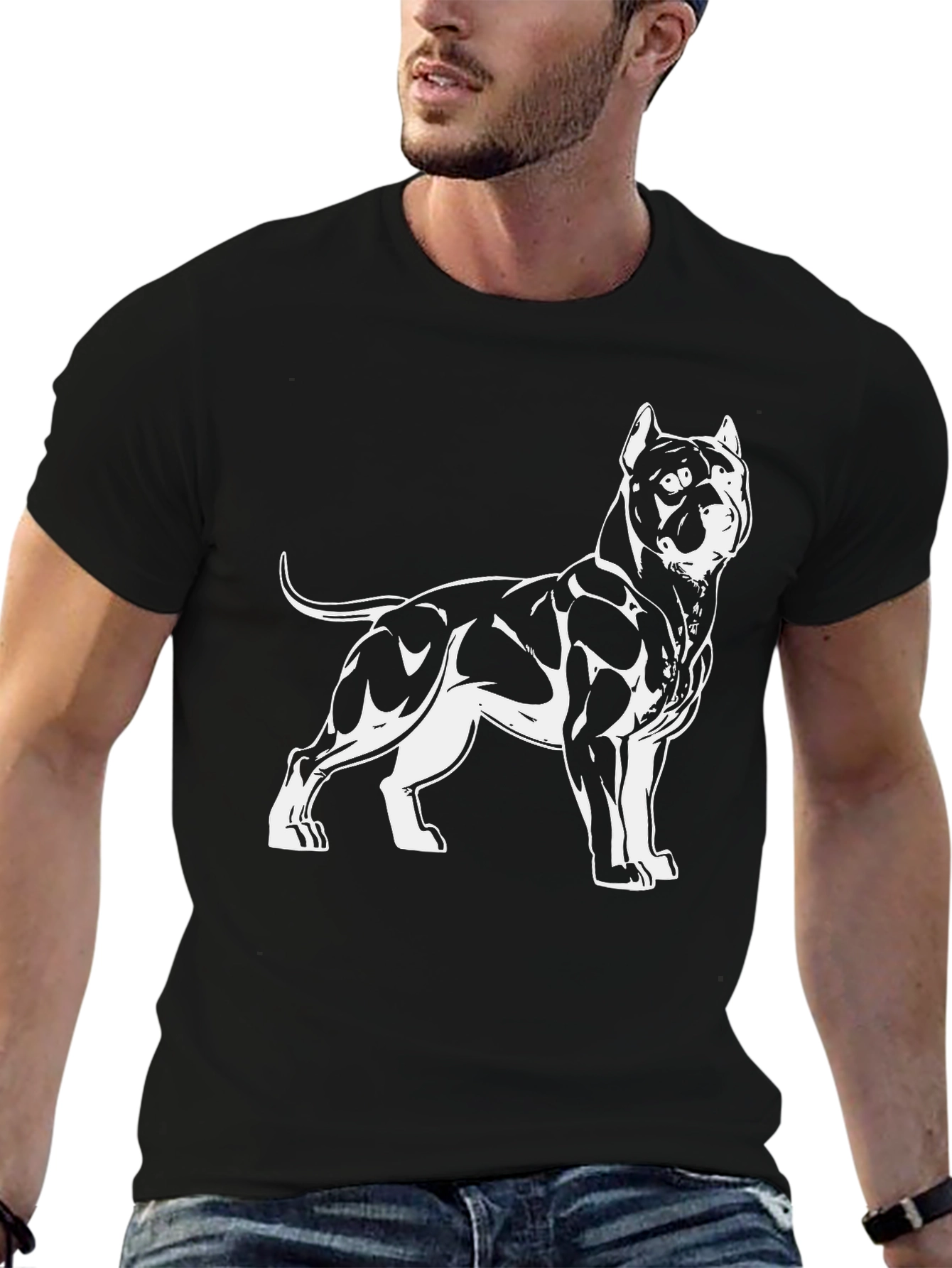 Black Dog Graphic Tee - Pitbull Design